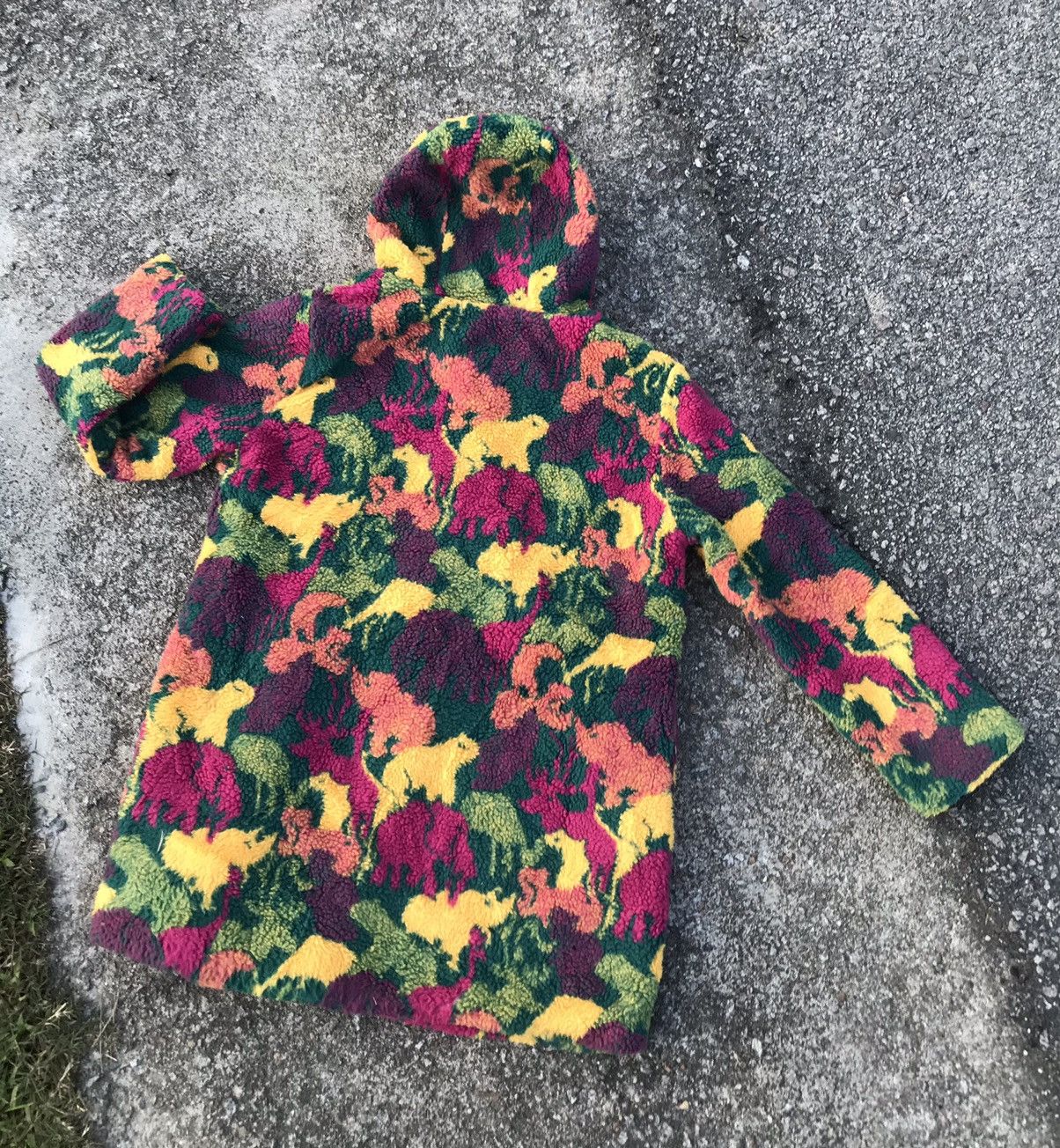Japanese Brand Multicolor fleece fur hoodie snap button jacket mojiani Size US L / EU 52-54 / 3 - 6 Thumbnail