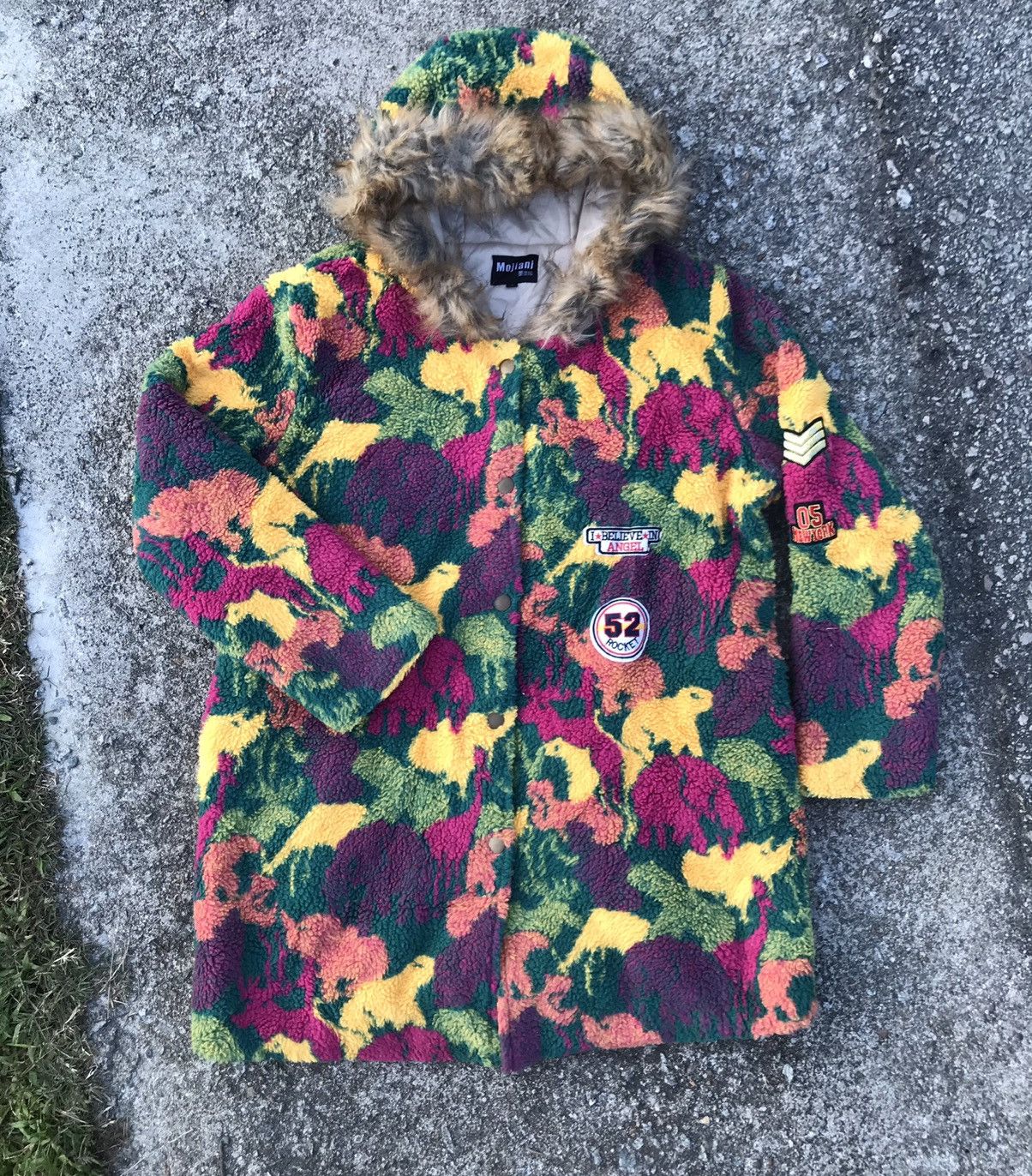 Japanese Brand Multicolor fleece fur hoodie snap button jacket mojiani Size US L / EU 52-54 / 3 - 1 Thumbnail