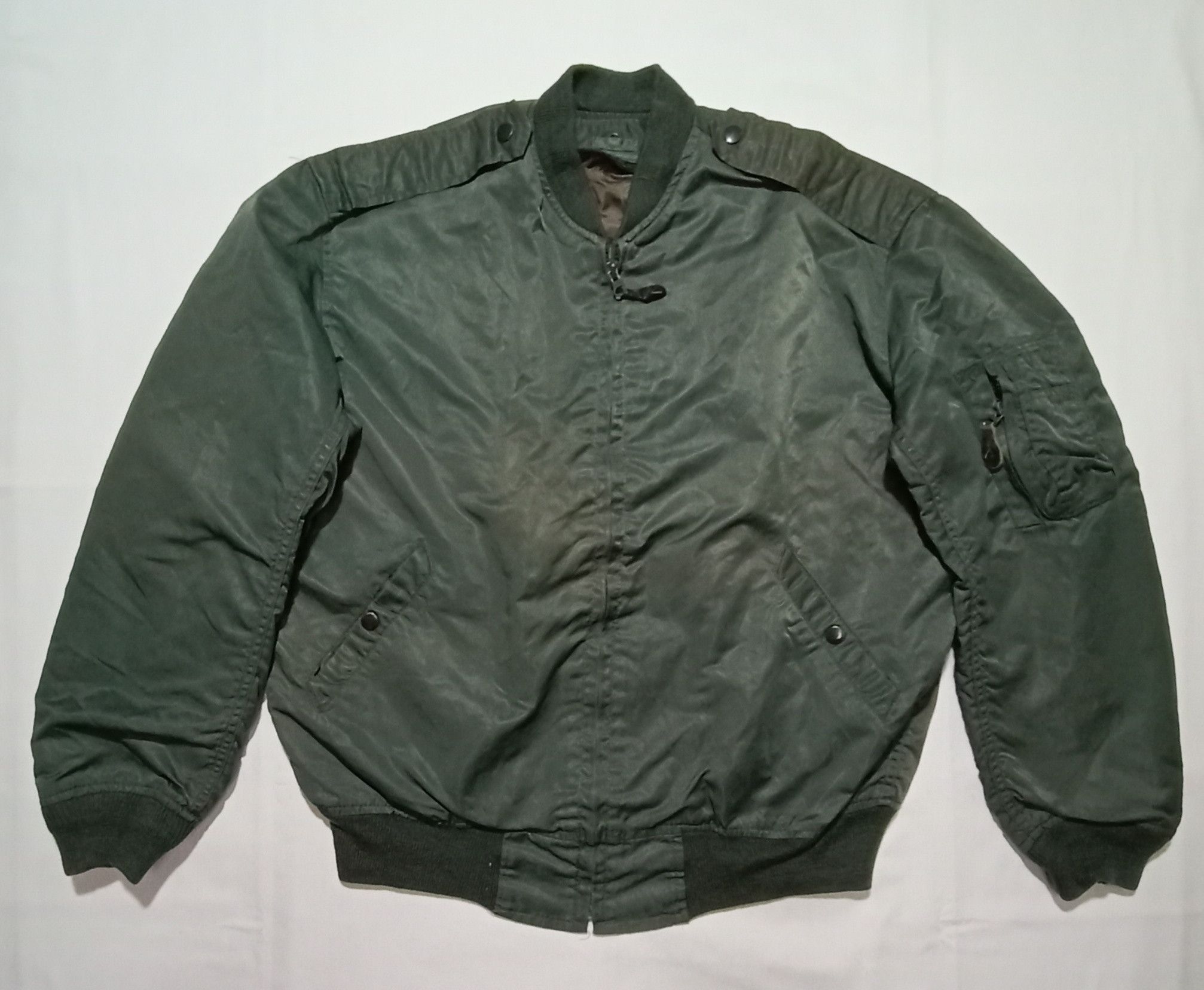 Vintage Vintage 80s Military Bomber Dark Green Flight Jacket Size US L / EU 52-54 / 3 - 1 Thumbnail
