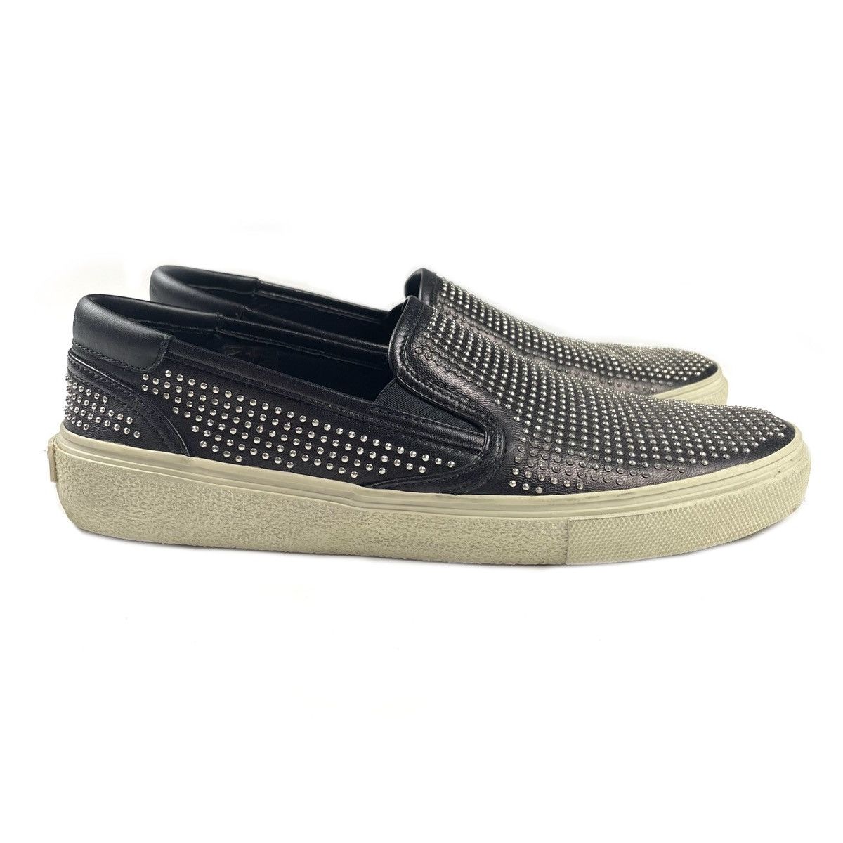 image of Hedi Slimane x Saint Laurent Paris Fw14 Studded Slip On Shoes in Black, Men's (Size 8)