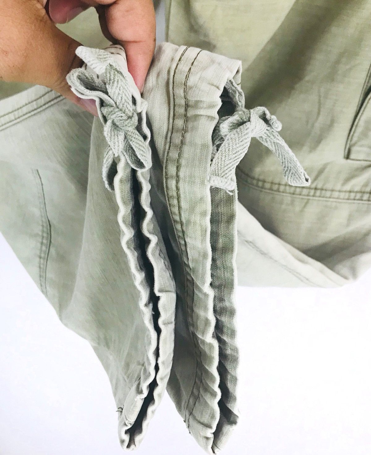 Japanese Brand UNITED ARROWS Olive Green Faded Military Drawstring Cargo Size US 32 / EU 48 - 15 Thumbnail