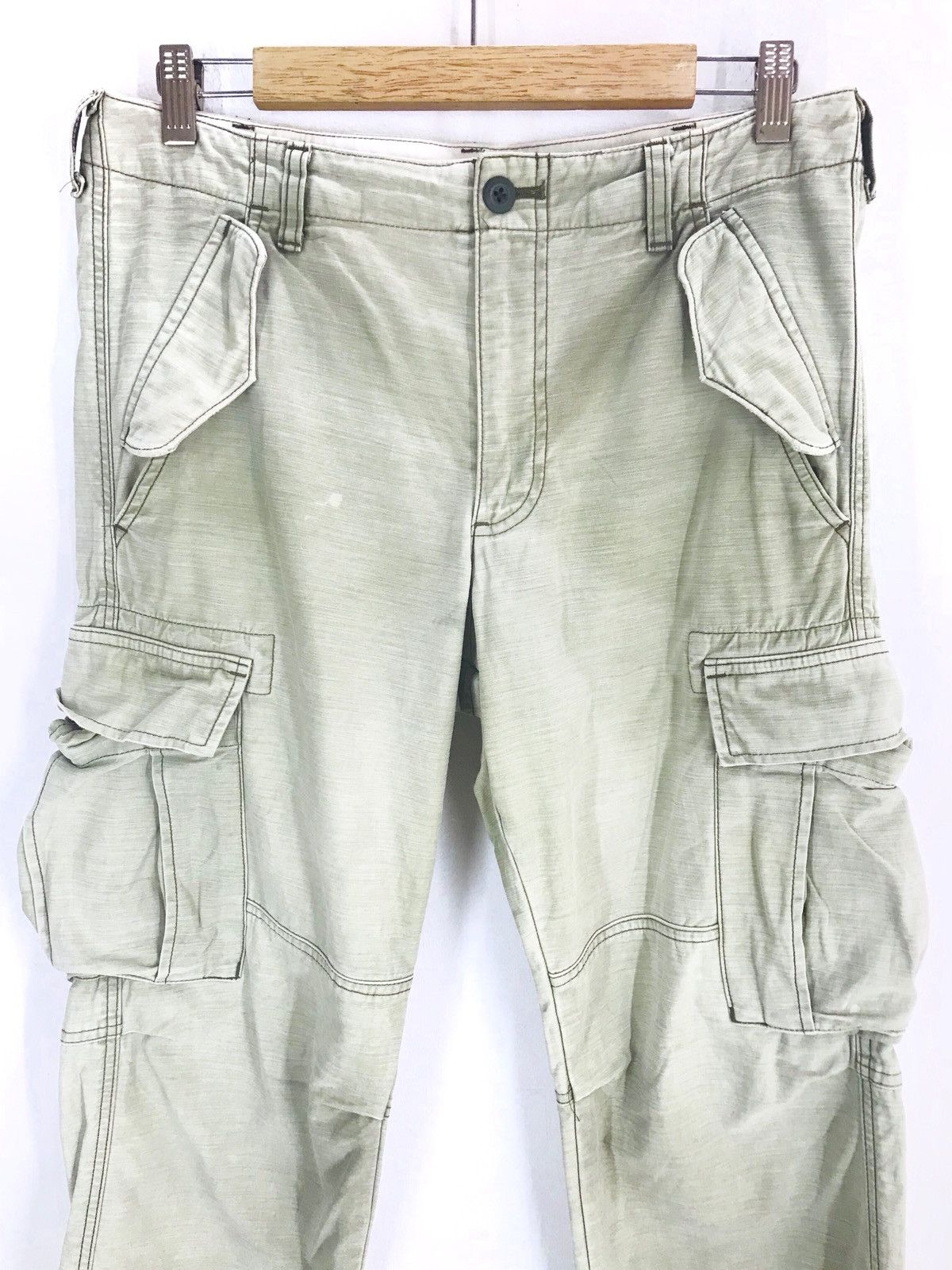 Japanese Brand UNITED ARROWS Olive Green Faded Military Drawstring Cargo Size US 32 / EU 48 - 2 Thumbnail