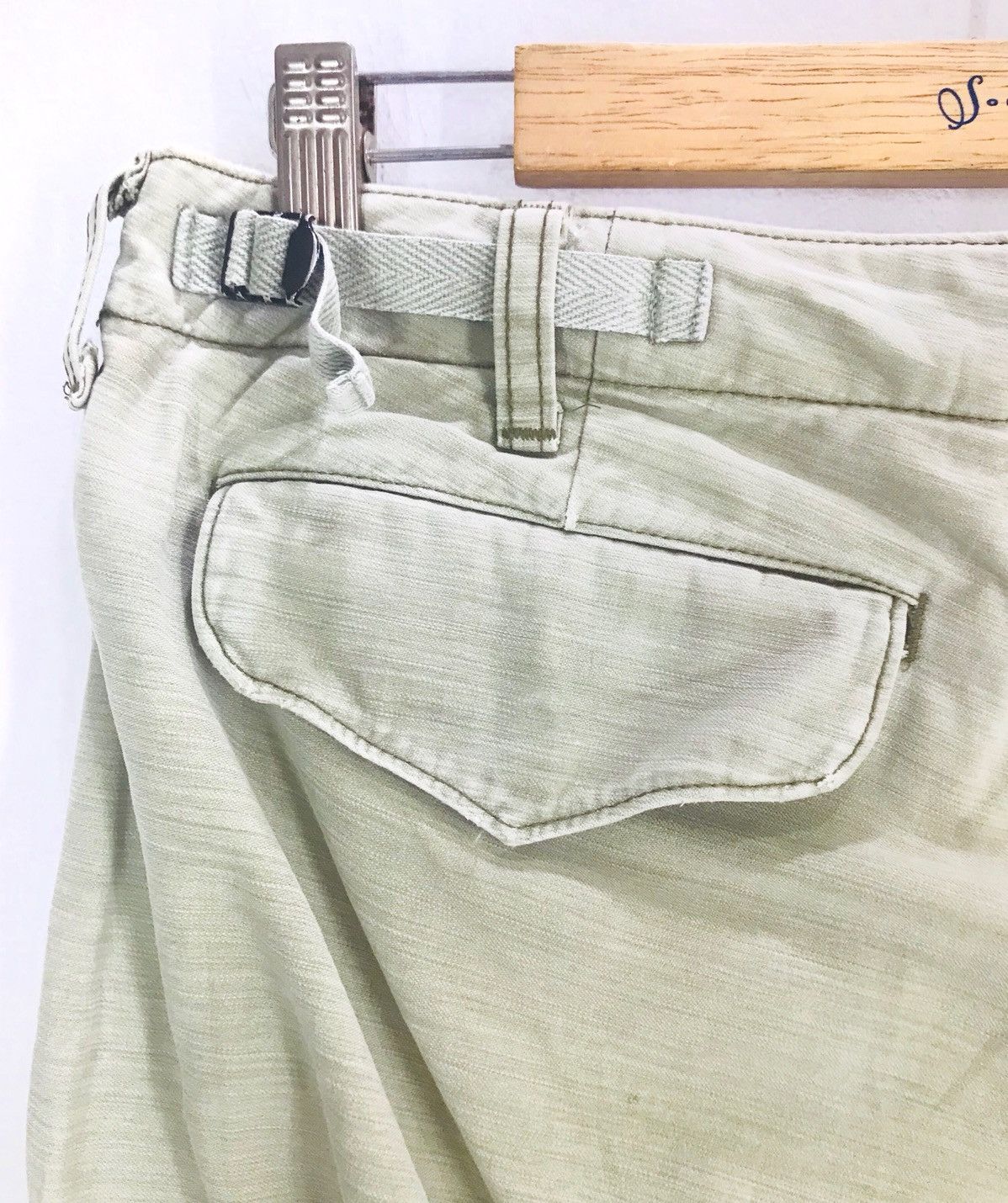 Japanese Brand UNITED ARROWS Olive Green Faded Military Drawstring Cargo Size US 32 / EU 48 - 13 Thumbnail
