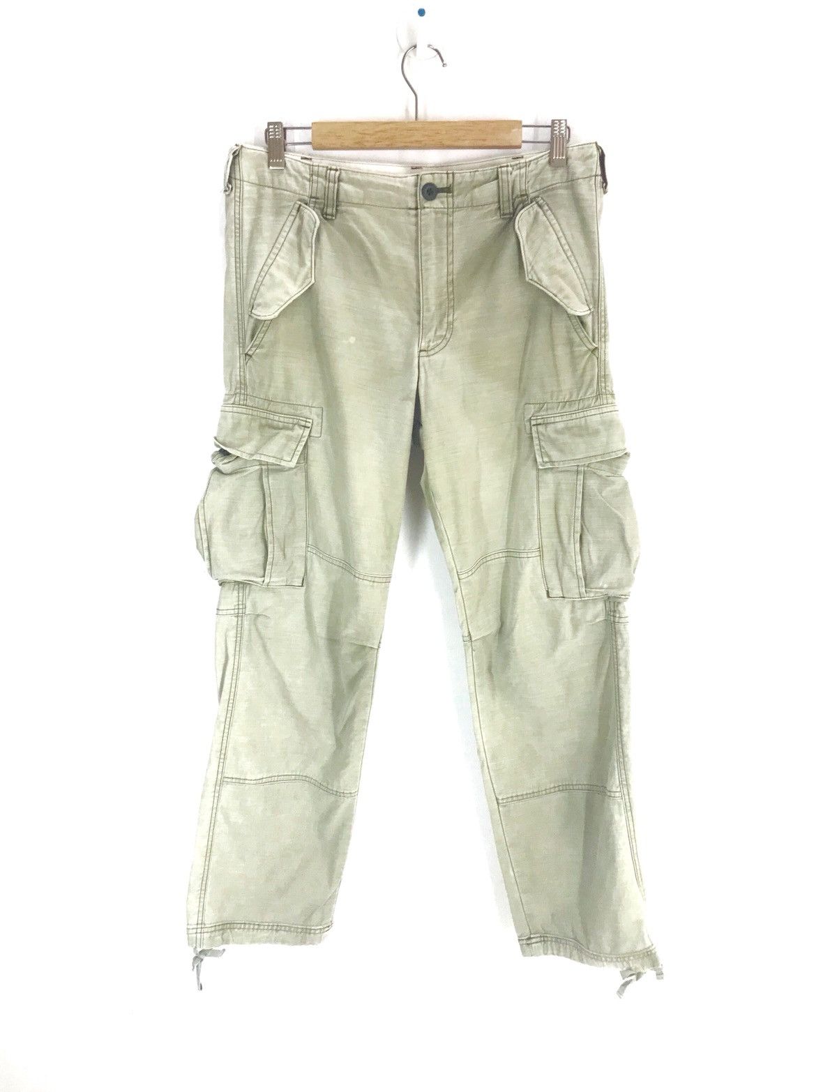 Japanese Brand UNITED ARROWS Olive Green Faded Military Drawstring Cargo Size US 32 / EU 48 - 1 Thumbnail