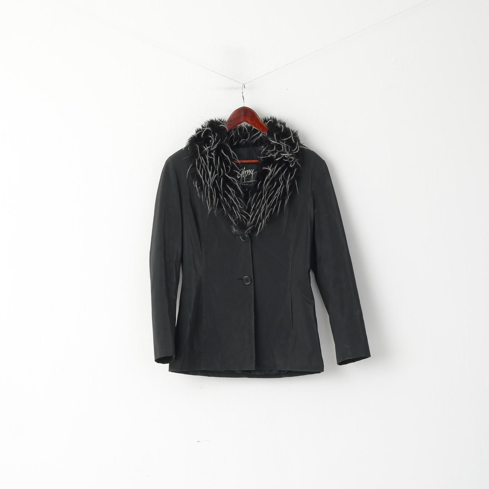 Vintage Gipsy by Mauritius Women M Jacket Black 0661 Size M / US 6-8 / IT 42-44 - 2 Thumbnail