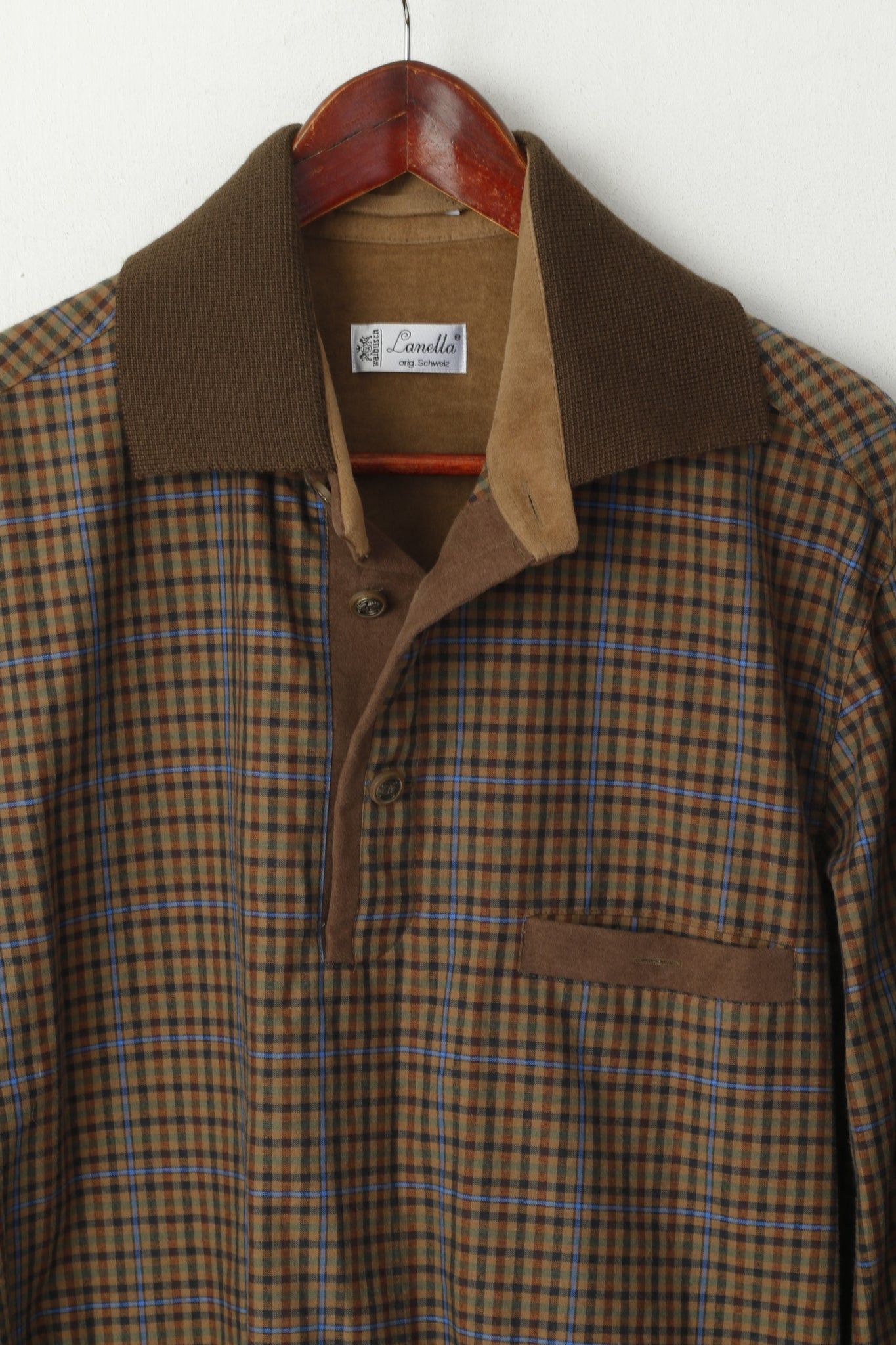 Vintage Walbusch Lanella Men 52 L Jumper Brown Check Retro 6670 Size US L / EU 52-54 / 3 - 2 Thumbnail