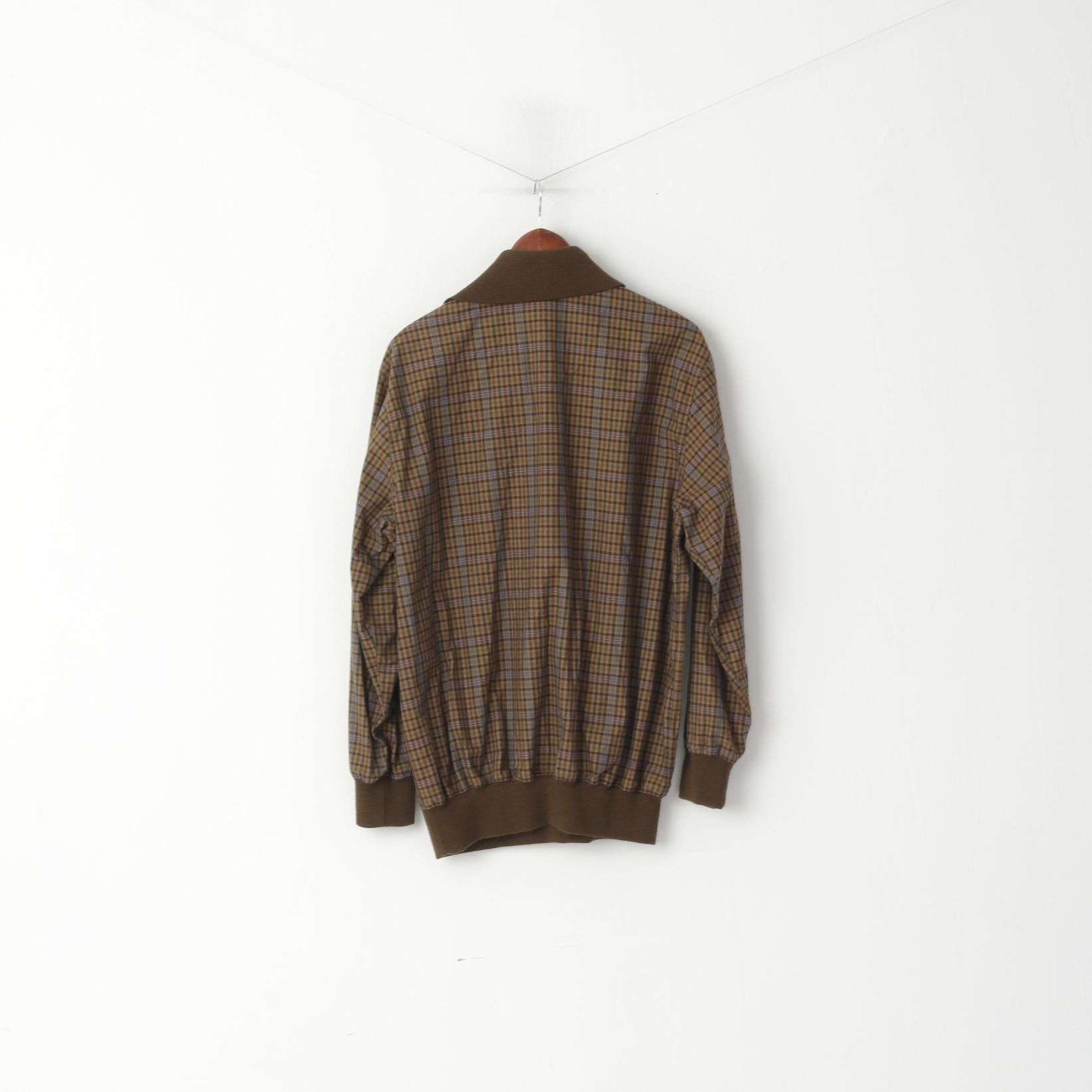 Vintage Walbusch Lanella Men 52 L Jumper Brown Check Retro 6670 Size US L / EU 52-54 / 3 - 6 Thumbnail