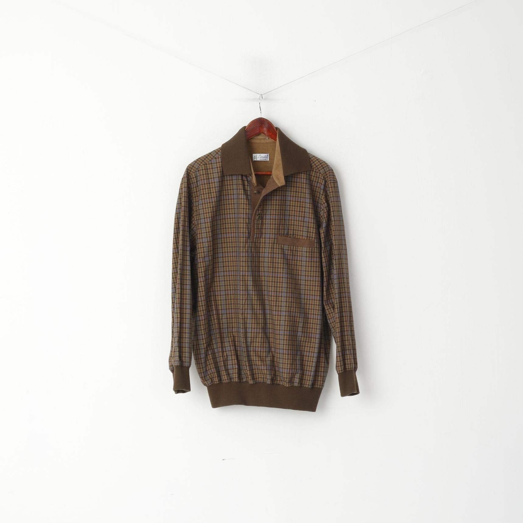 Vintage Walbusch Lanella Men 52 L Jumper Brown Check Retro 6670 Size US L / EU 52-54 / 3 - 1 Thumbnail