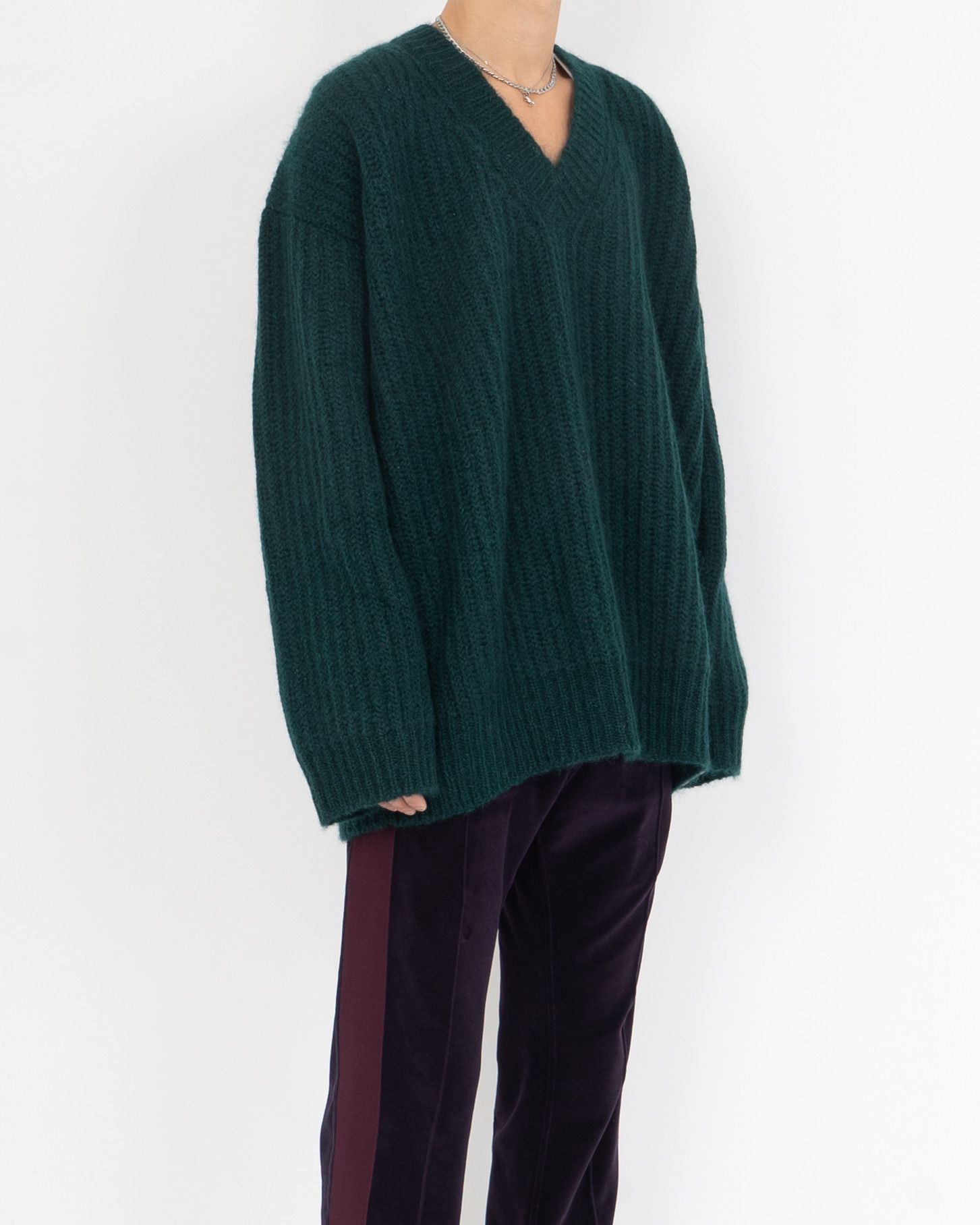 Raf Simons Oversized V Neck Knit Forrest Green | Grailed