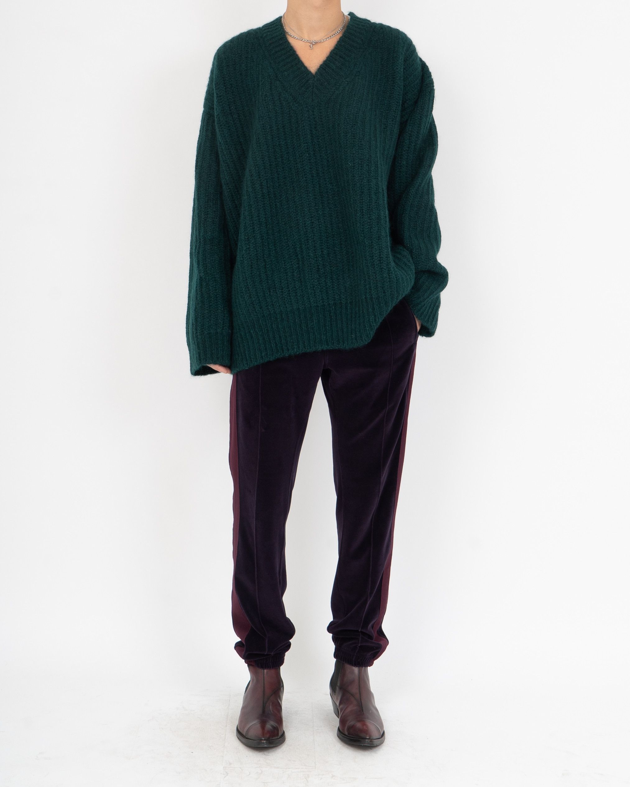Calvin Klein 205W39NYC × Raf Simons Oversized V Neck Knit Forrest Green Size US S / EU 44-46 / 1 - 5 Thumbnail