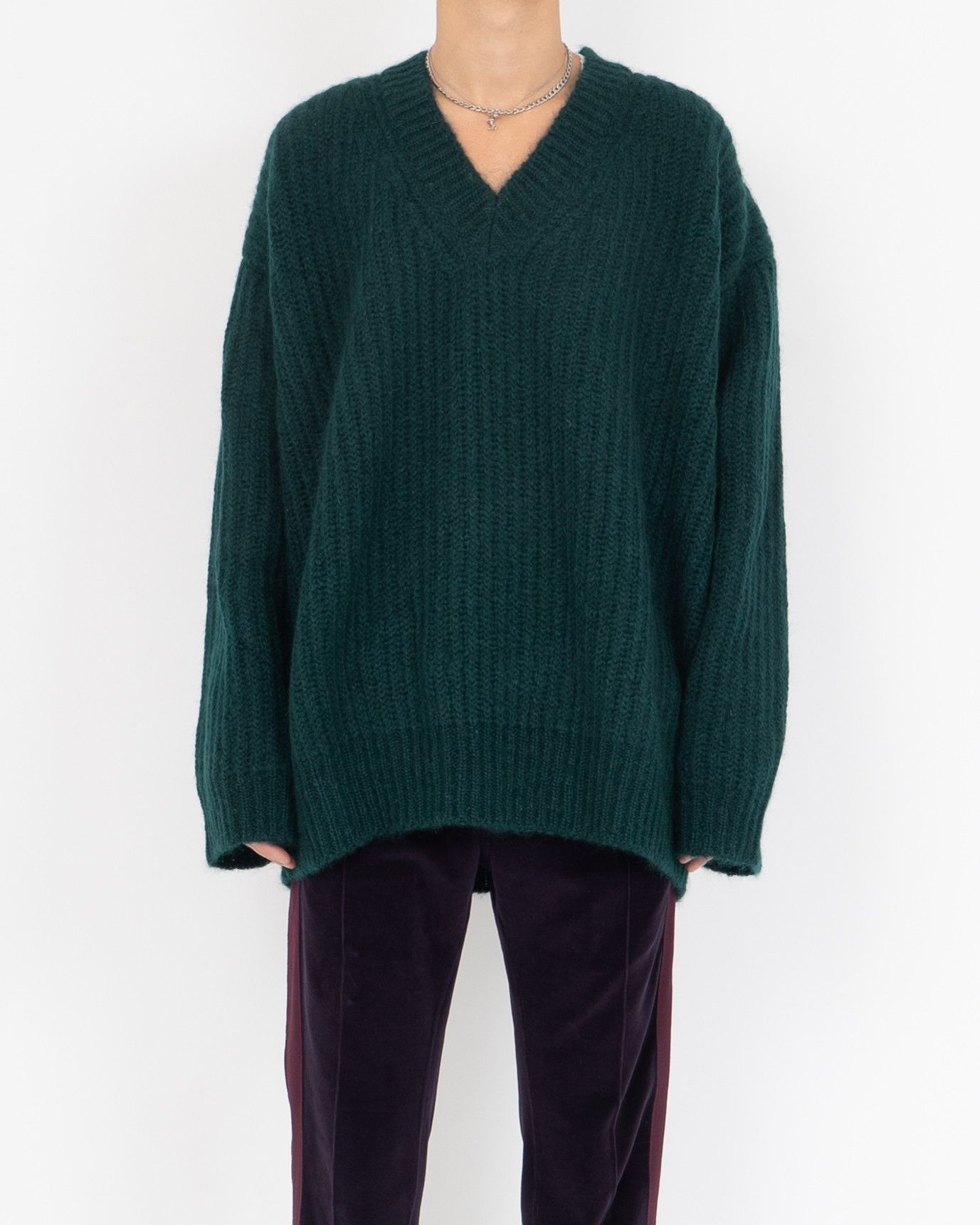 Calvin Klein 205W39NYC × Raf Simons Oversized V Neck Knit Forrest Green Size US S / EU 44-46 / 1 - 2 Thumbnail