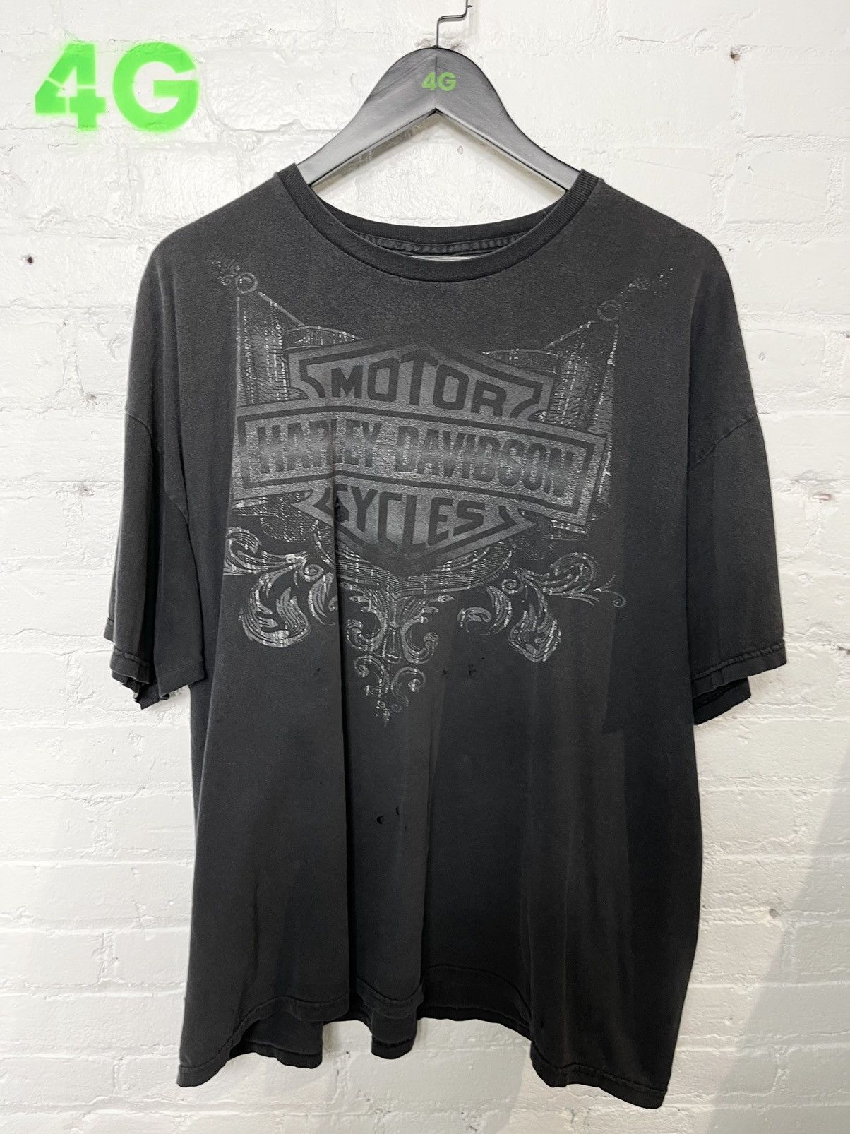 image of 90's Thrashed Harley Davidson 2Xl Oversize Shirt in Black, Men's