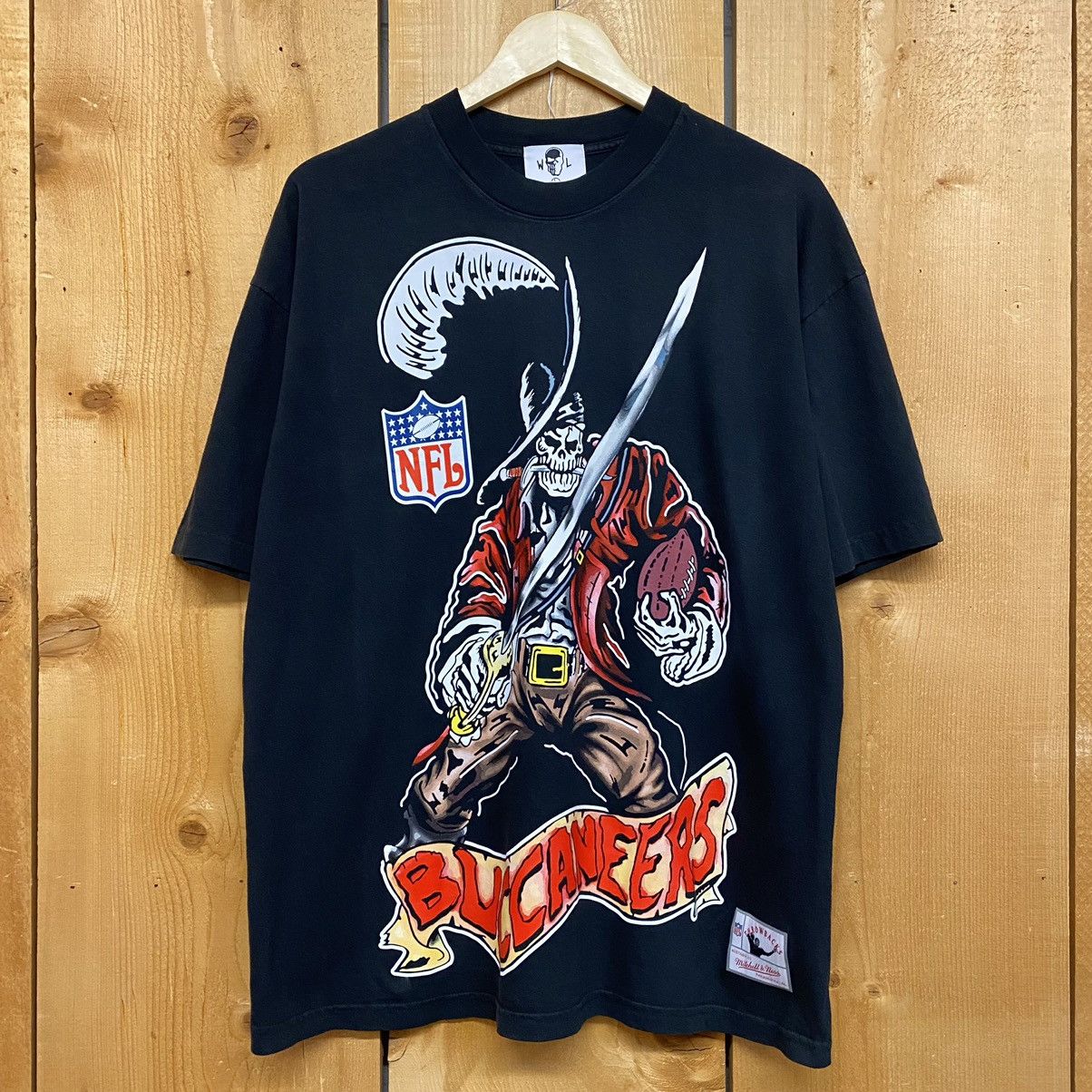 Image of Warren Lotas Mitchell Ness Nfl Buccaneers Tee Shirt Tampa in Black, Men's (Size XL)