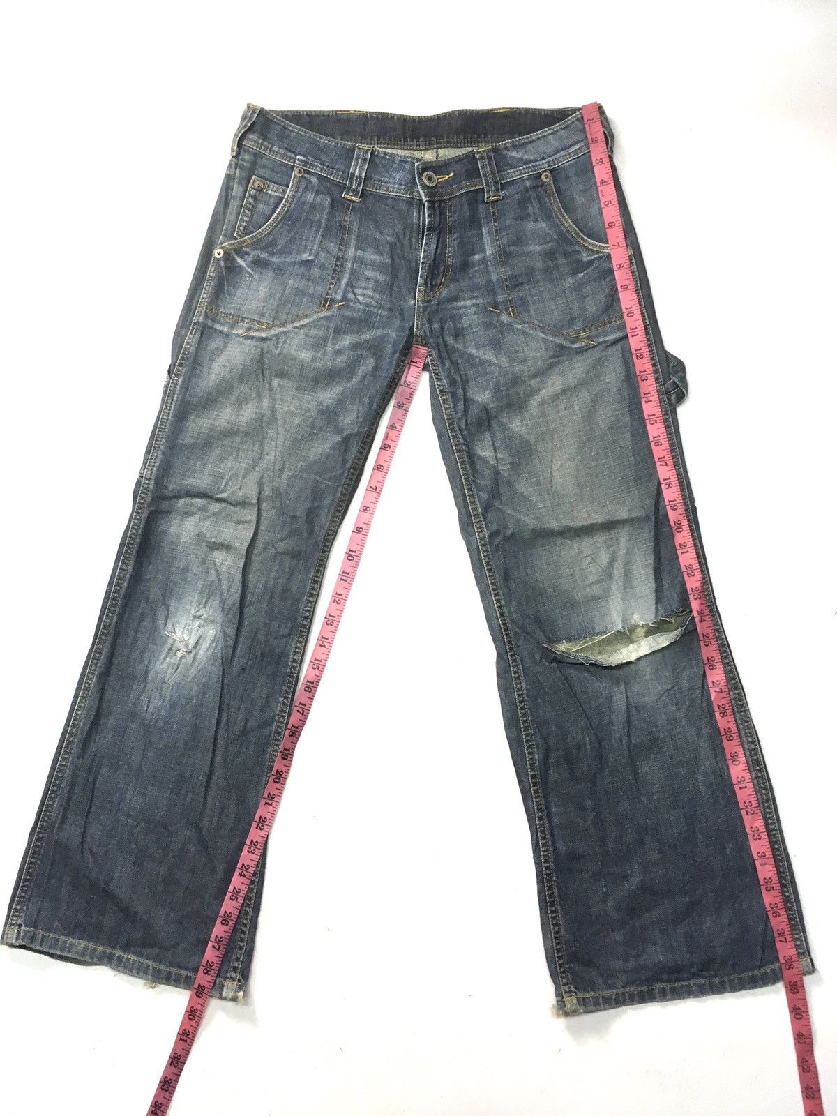 Japanese Brand × Vintage Vintage flare carpenter workwear distressed denim japan Size US 34 / EU 50 - 2 Thumbnail