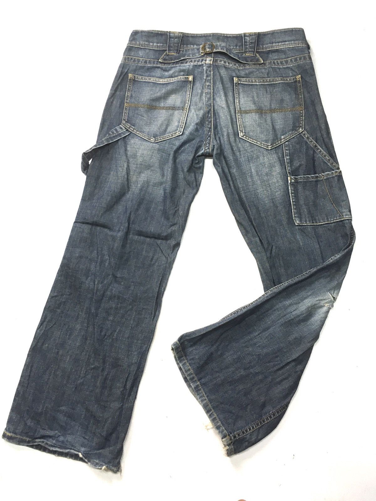 Japanese Brand × Vintage Vintage flare carpenter workwear distressed denim japan Size US 34 / EU 50 - 5 Thumbnail