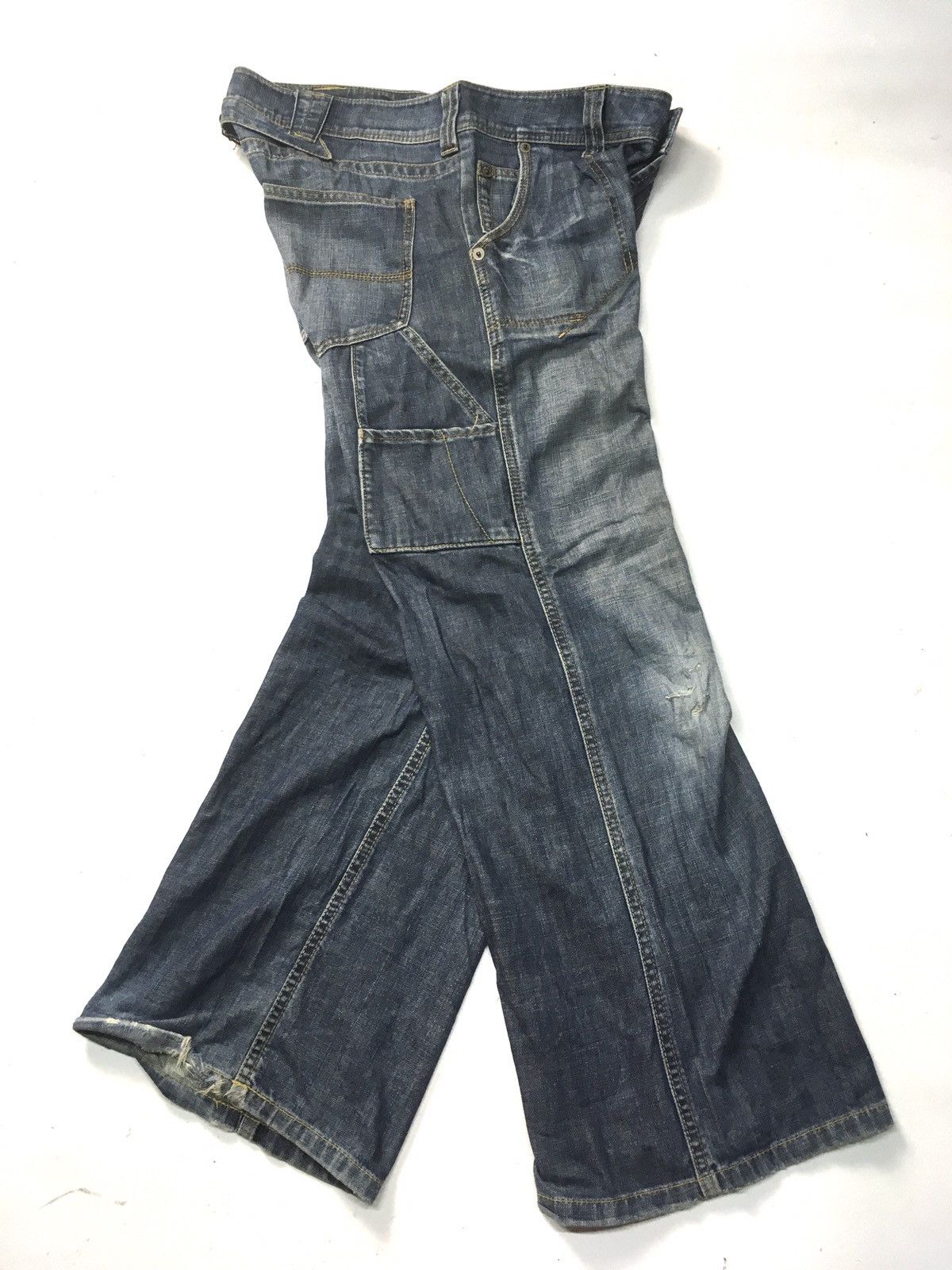 Japanese Brand × Vintage Vintage flare carpenter workwear distressed denim japan Size US 34 / EU 50 - 6 Thumbnail