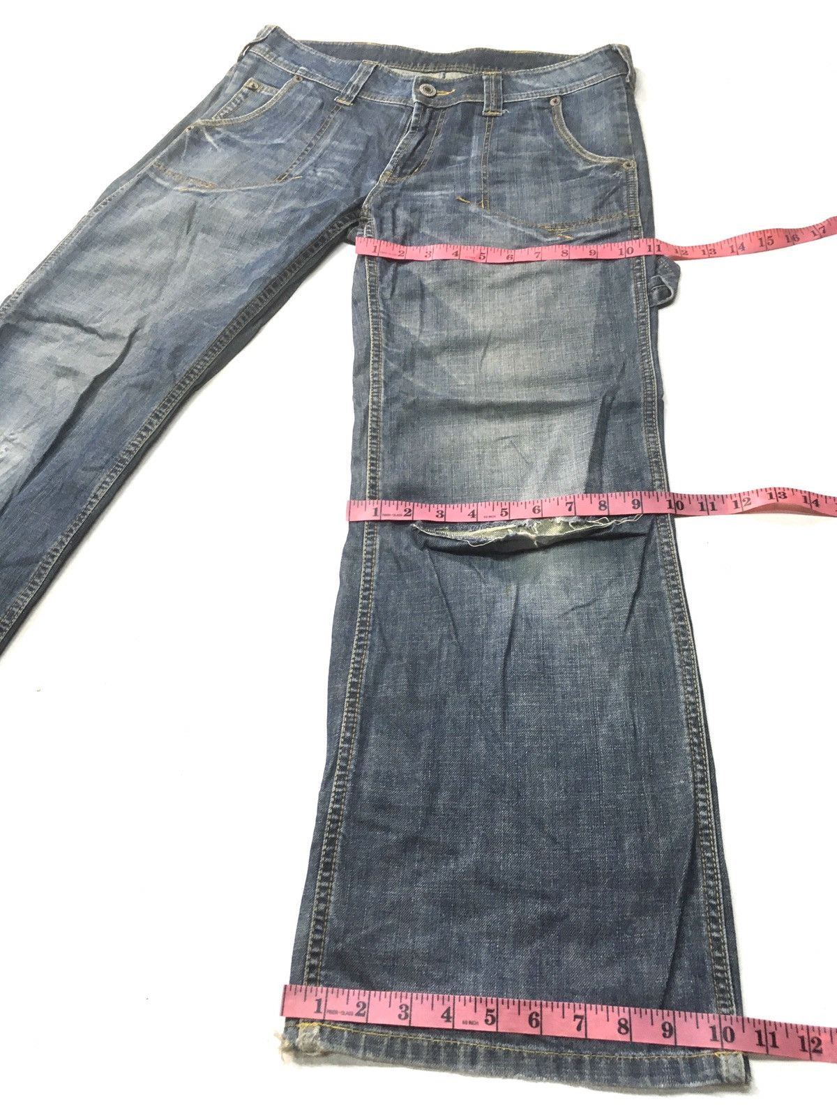 Japanese Brand × Vintage Vintage flare carpenter workwear distressed denim japan Size US 34 / EU 50 - 4 Thumbnail