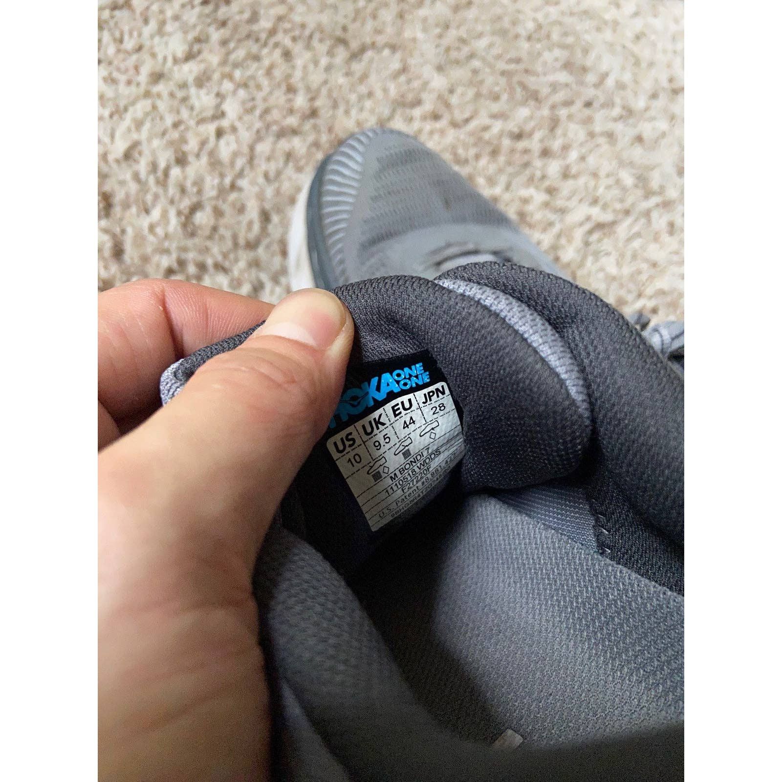 Hoka Hoka One One Bondi 7 Grey Running Shoes Men’s Size 10 Size US 10 / EU 43 - 5 Thumbnail