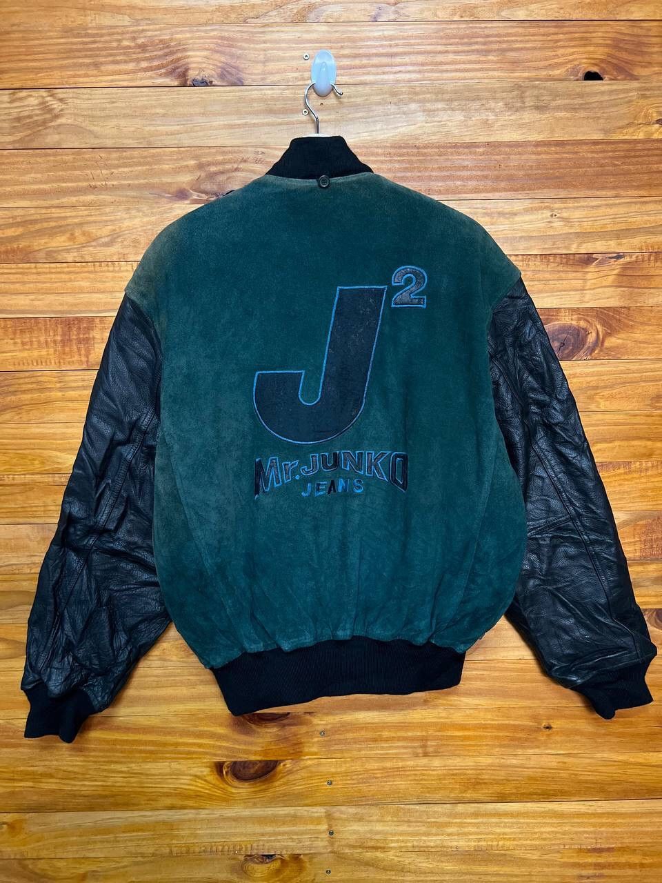 VINTAGE MR. JUNKO EMBROIDERED LEATHER VARSITY JACKET