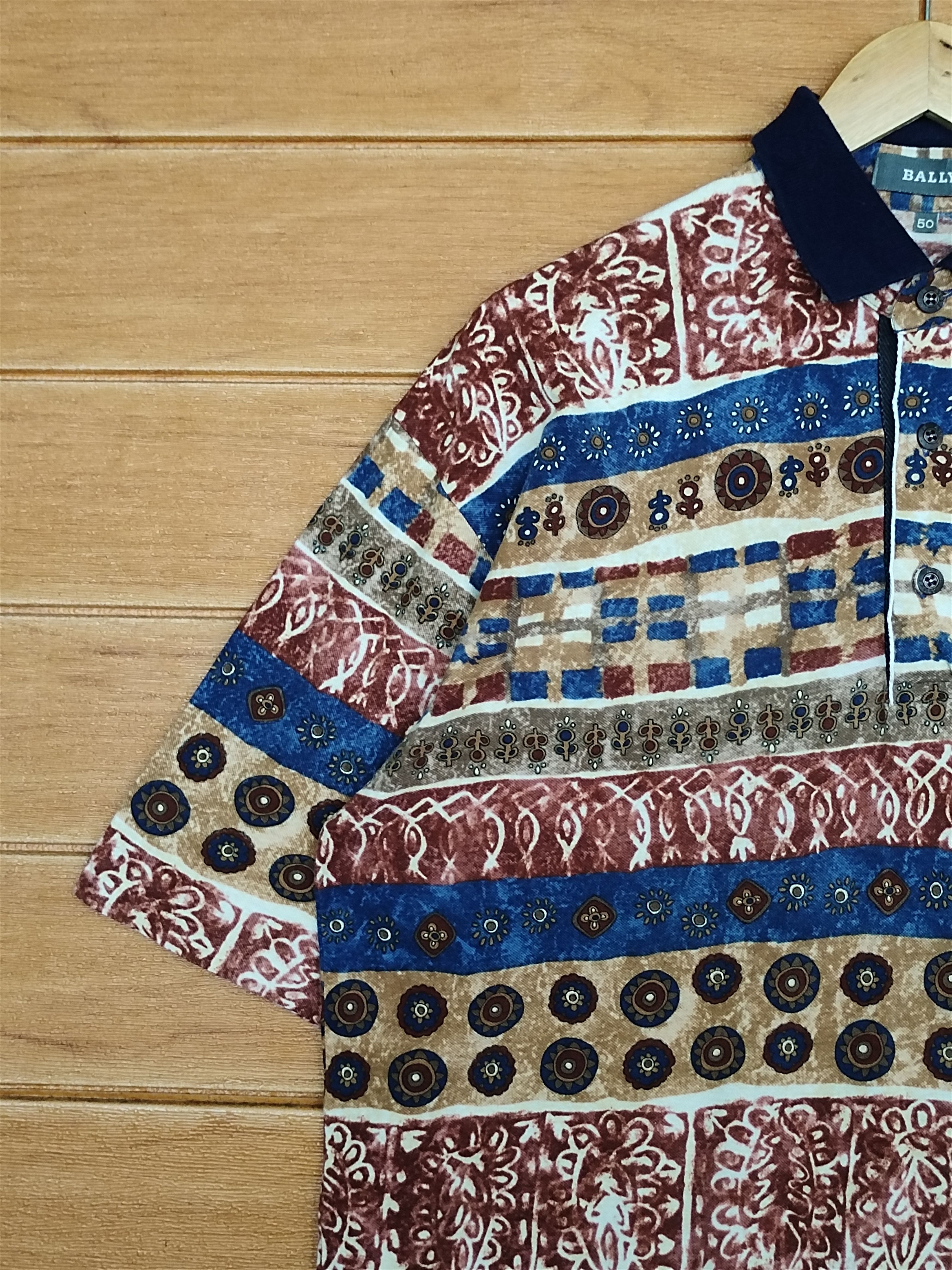 Bally Vintage BALLY Made In Italy Full Print Polo Shirt Size US XL / EU 56 / 4 - 5 Thumbnail