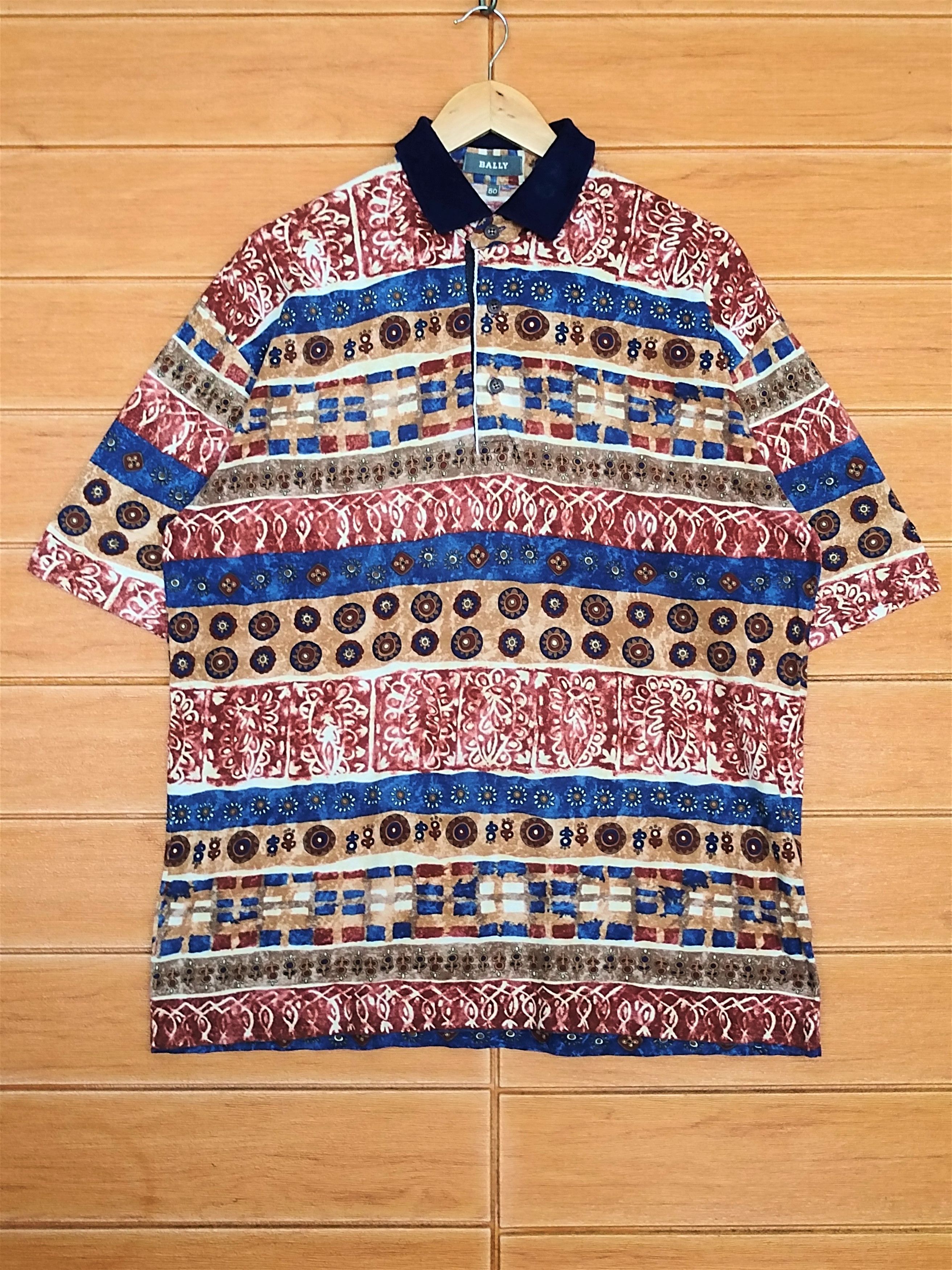Bally Vintage BALLY Made In Italy Full Print Polo Shirt Size US XL / EU 56 / 4 - 1 Thumbnail