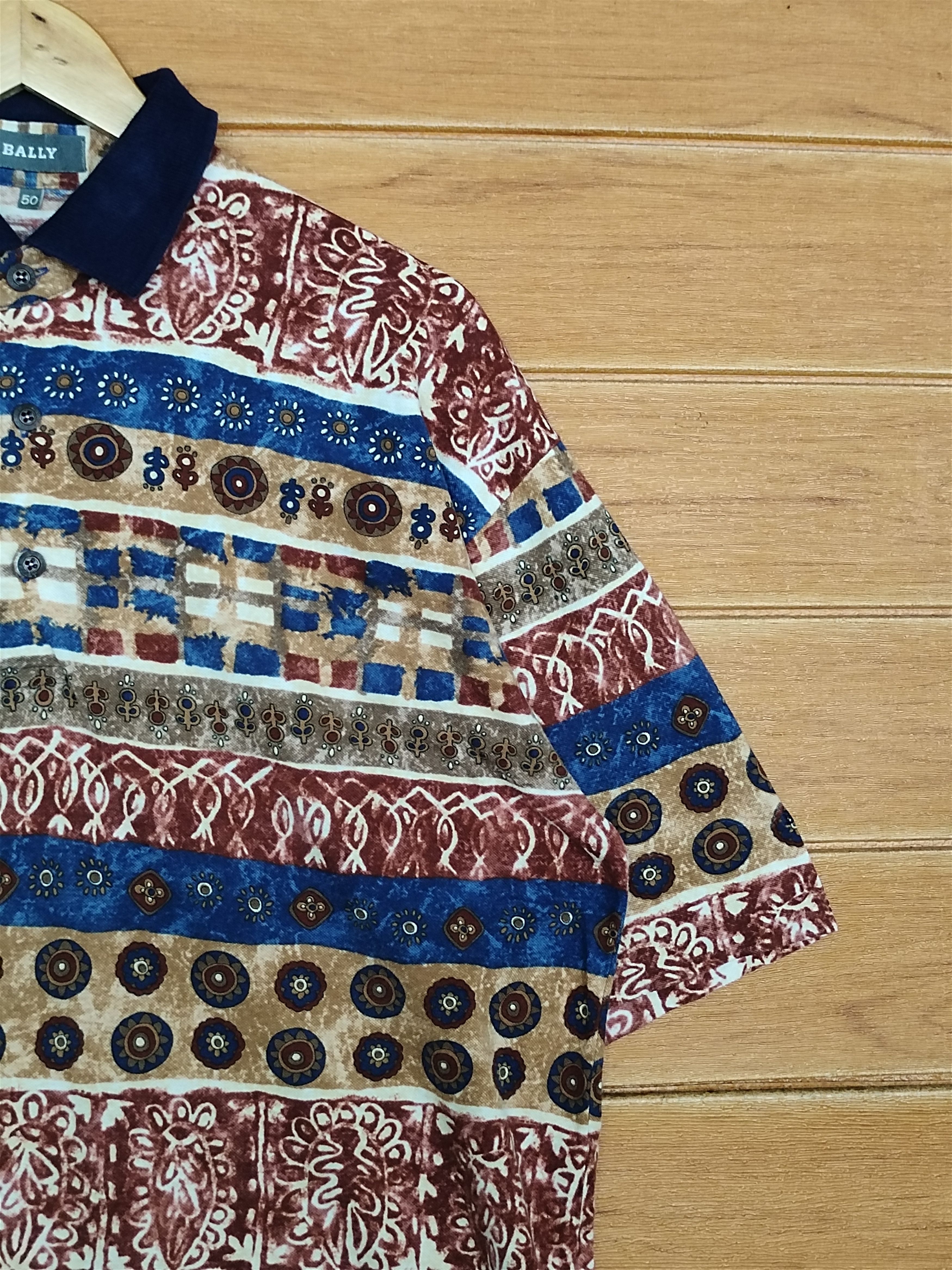 Bally Vintage BALLY Made In Italy Full Print Polo Shirt Size US XL / EU 56 / 4 - 4 Thumbnail