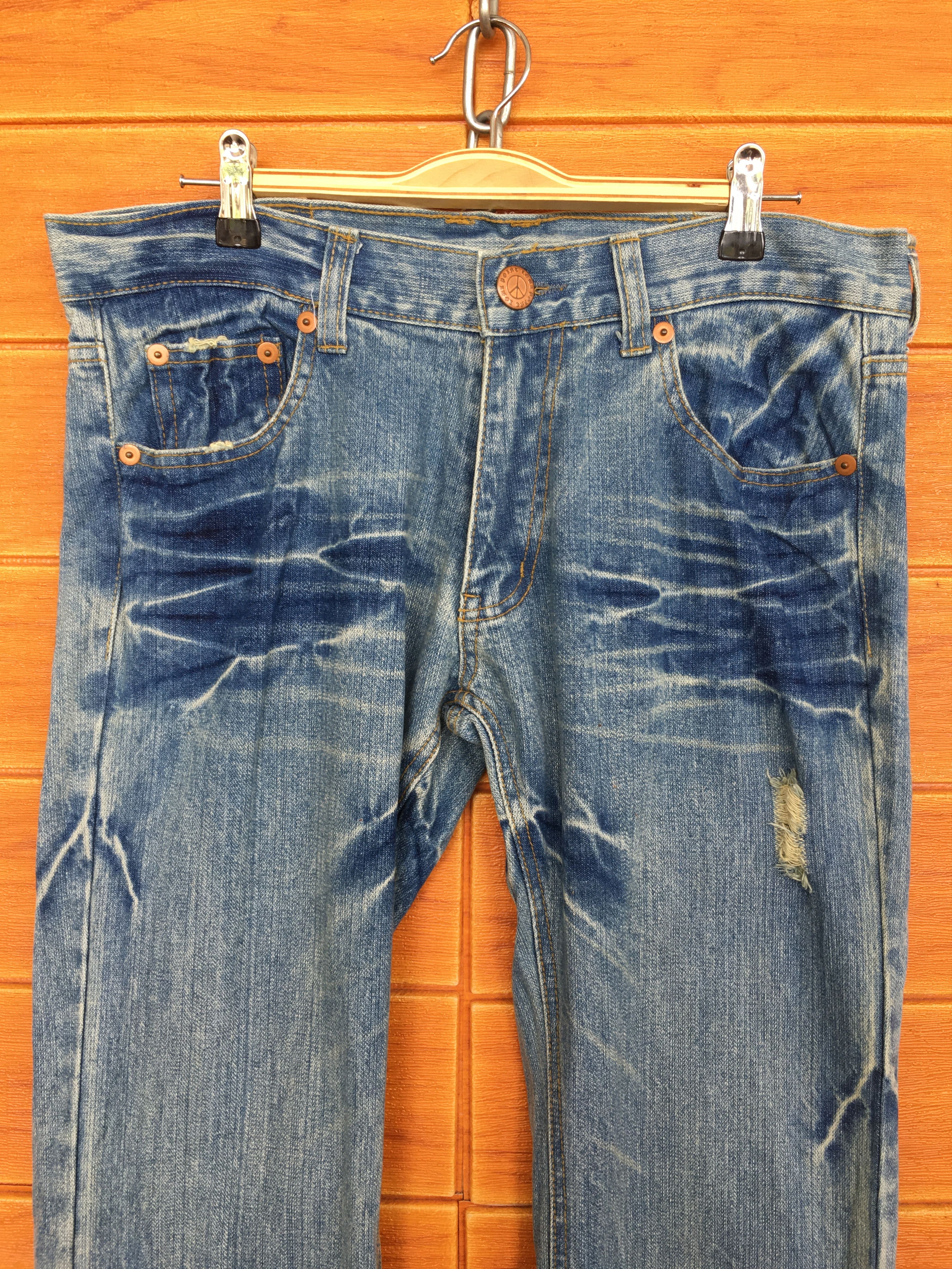 Hysteric Glamour × Undercover Vintage 90s Peace Spell Out Distressed Faded Denim Jeans Size US 34 / EU 50 - 4 Thumbnail