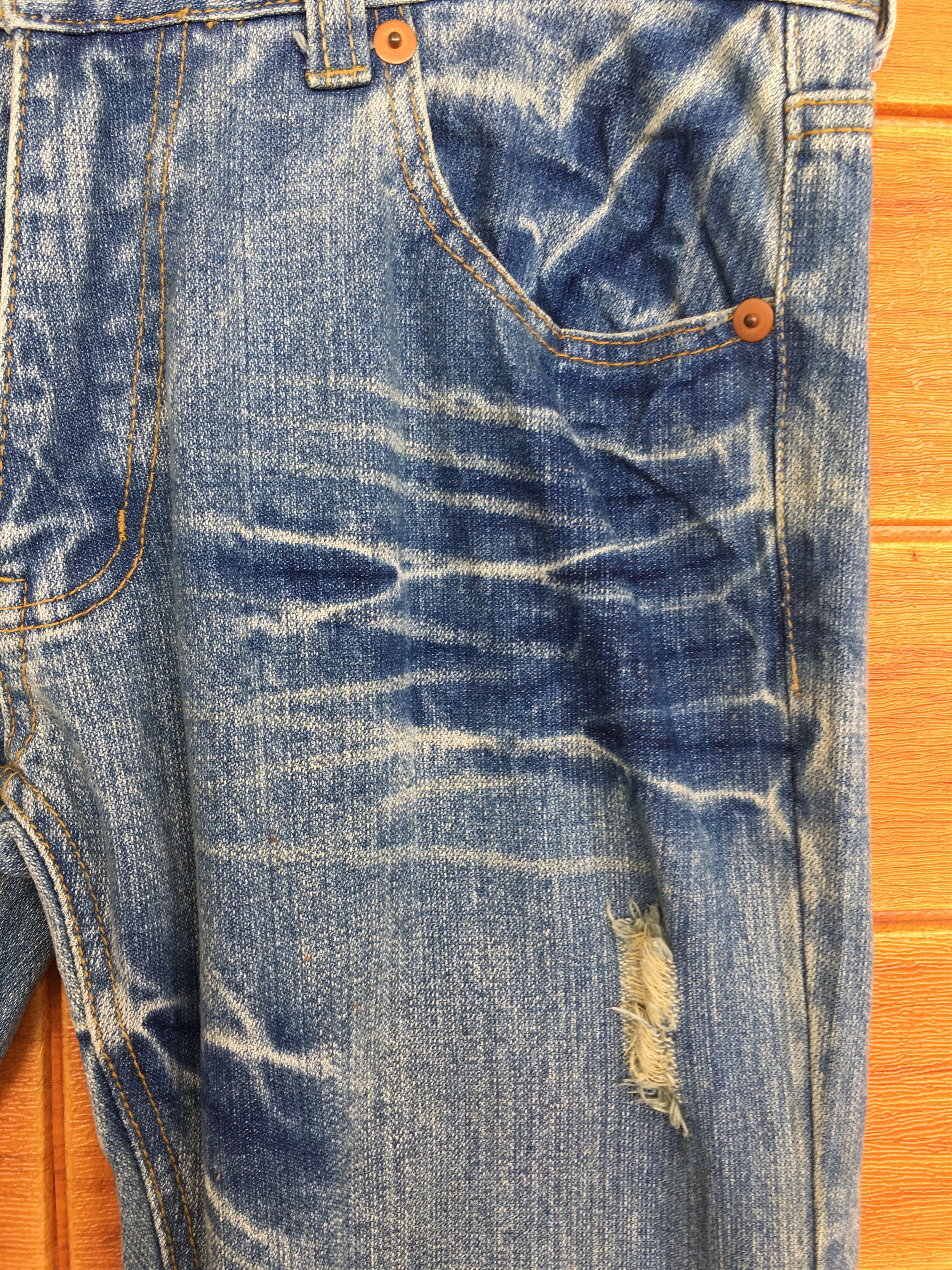 Hysteric Glamour × Undercover Vintage 90s Peace Spell Out Distressed Faded Denim Jeans Size US 34 / EU 50 - 6 Thumbnail