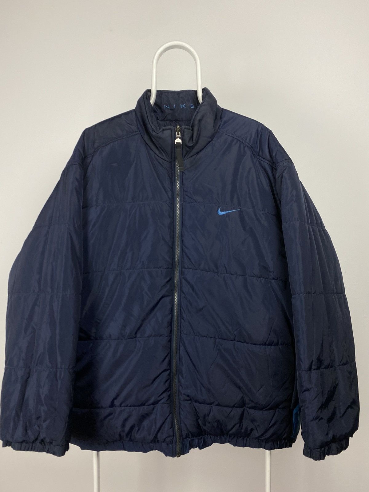 Nike × Vintage 90s Nike vintage navy / blue reversible jacket small swoosh Size US XL / EU 56 / 4 - 1 Thumbnail