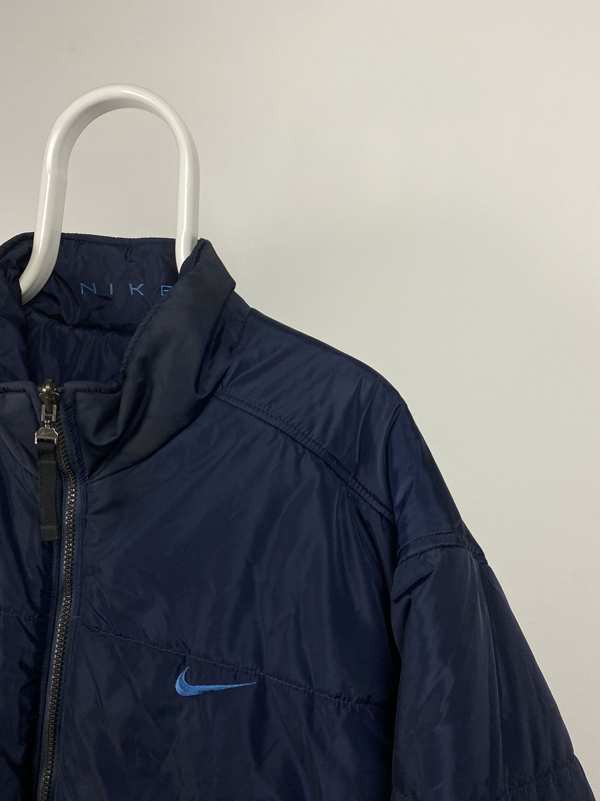 Nike × Vintage 90s Nike vintage navy / blue reversible jacket small swoosh Size US XL / EU 56 / 4 - 2 Thumbnail