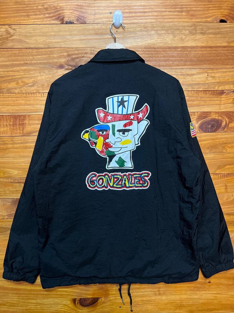 image of Vintage Mark Gonzales “Gonz”@“The Gonz “ Art Coach Jacket in Black, Men's (Size Medium)
