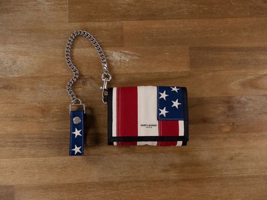 Saint Laurent Paris SAINT LAURENT Buffalo canvas American flag chain