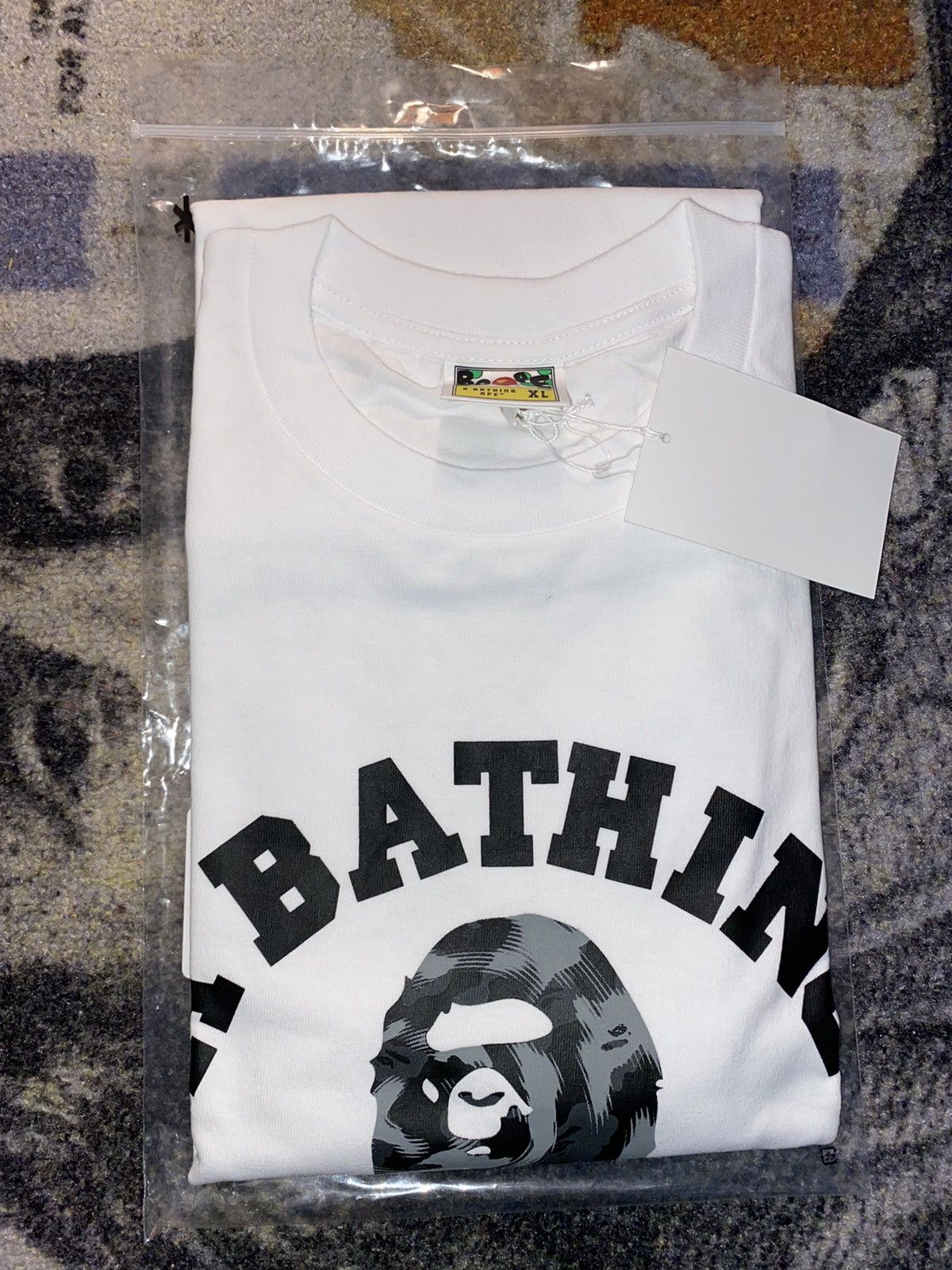 image of Bape Stripe Camo College Tee (Ss21) White / Black in White Black, Men's (Size XL)