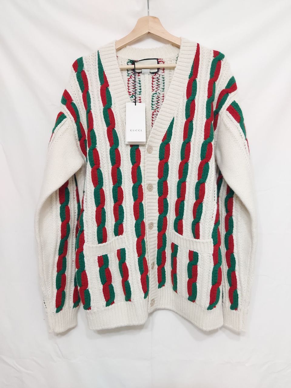 Gucci *New* Oversize Cable Knit Web Cardigan Size US M / EU 48-50 / 2 - 1 Thumbnail