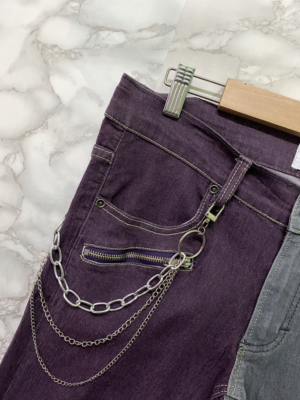 Designer × Japanese Brand THW By TRASHBOX HYBRID Zipper Low Rise Skinny Pants Size US 30 / EU 46 - 7 Thumbnail