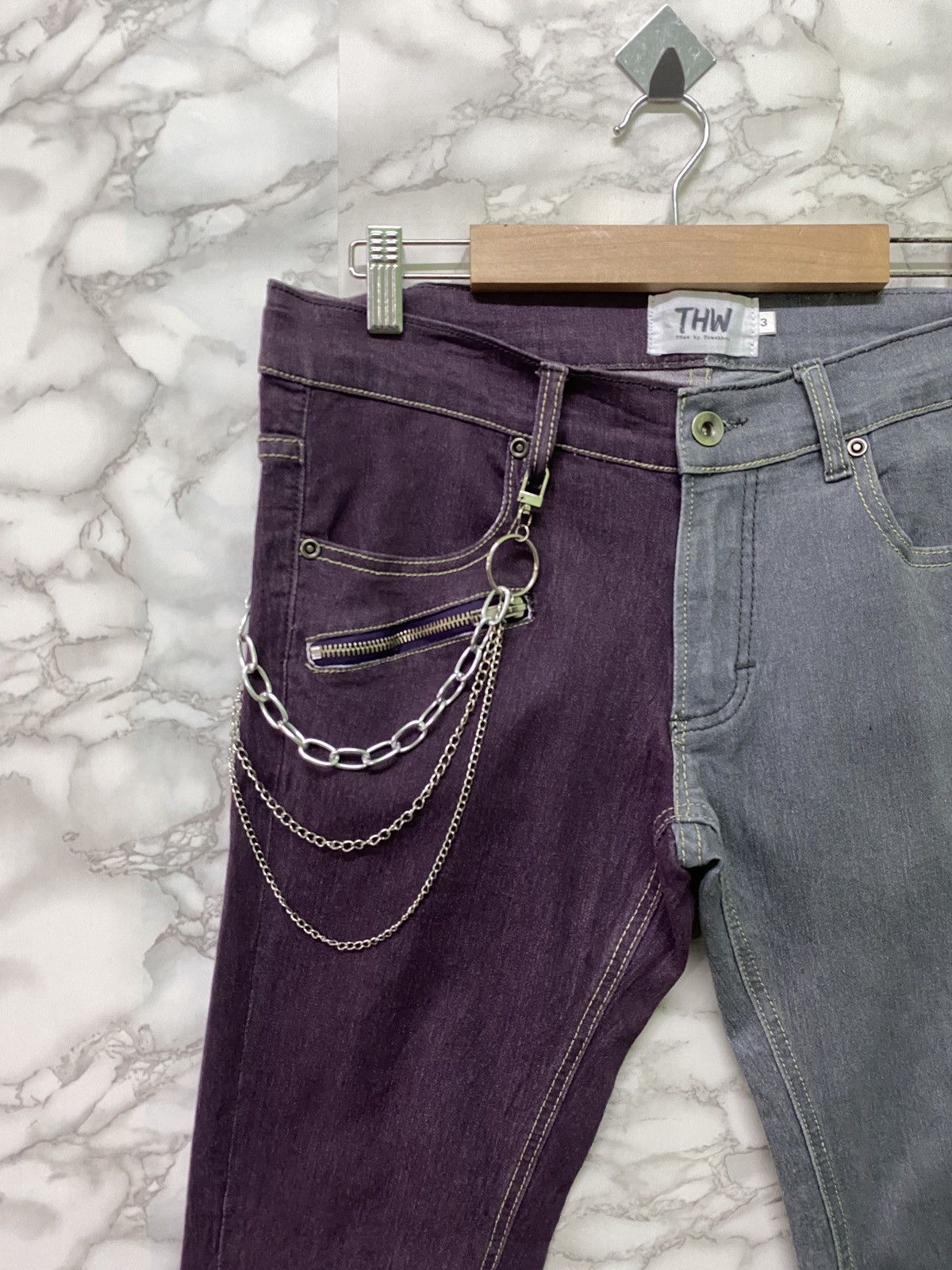 Designer × Japanese Brand THW By TRASHBOX HYBRID Zipper Low Rise Skinny Pants Size US 30 / EU 46 - 4 Thumbnail