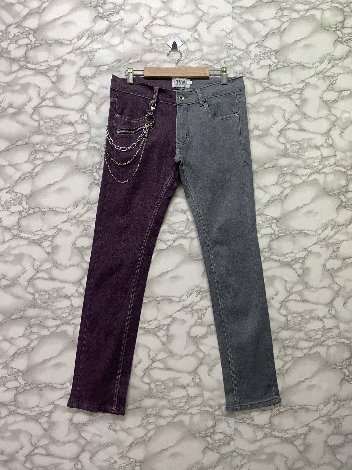 Designer × Japanese Brand THW By TRASHBOX HYBRID Zipper Low Rise Skinny Pants Size US 30 / EU 46 - 1 Thumbnail