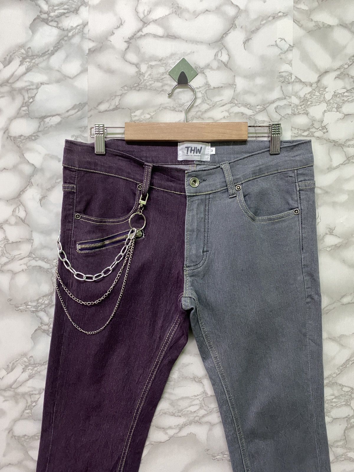 Designer × Japanese Brand THW By TRASHBOX HYBRID Zipper Low Rise Skinny Pants Size US 30 / EU 46 - 3 Thumbnail