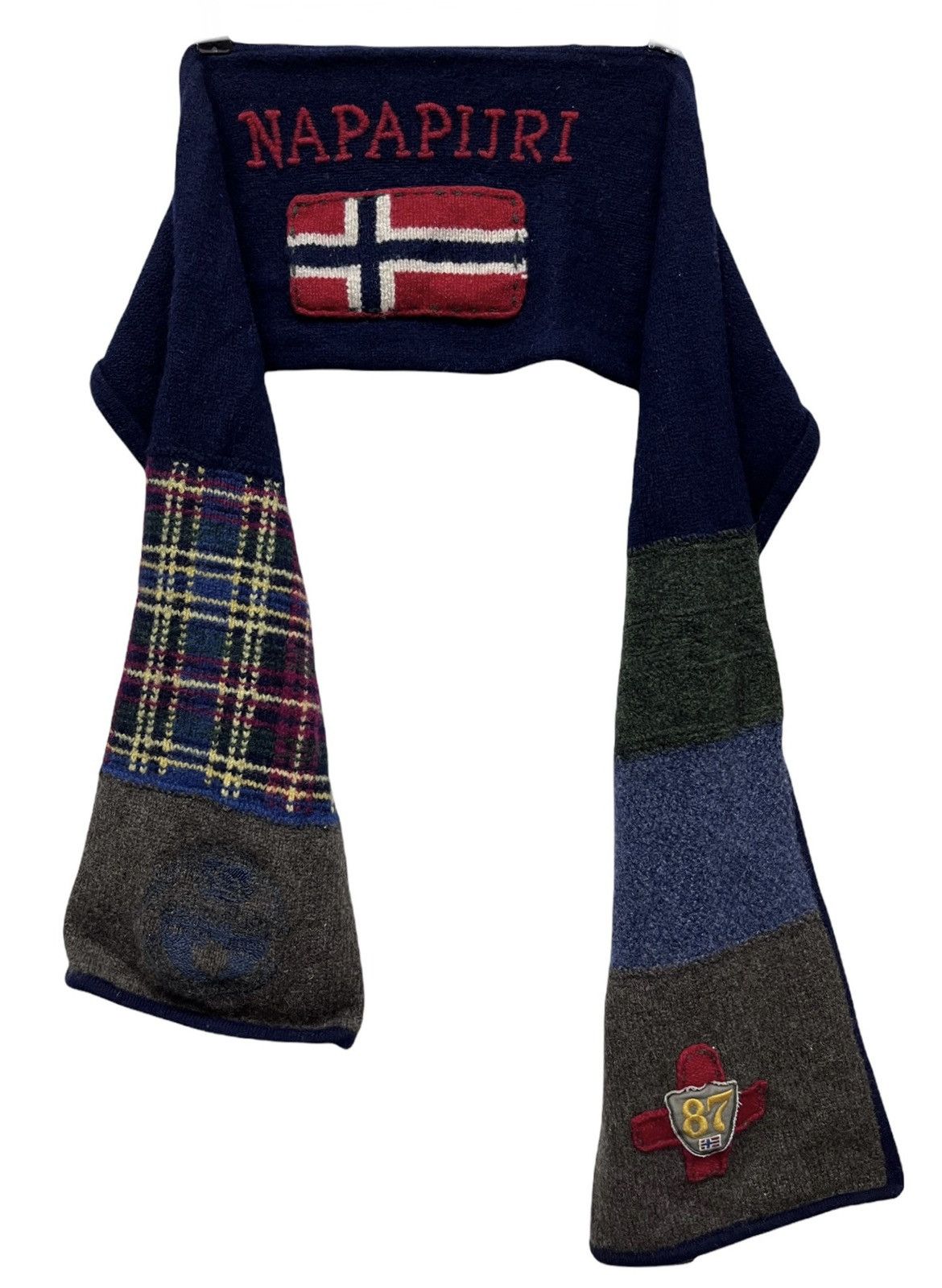 Napapijri FYE 90's! NAPAPIJRI Patchwork Wool Scarf Muffler Size ONE SIZE - 5 Thumbnail