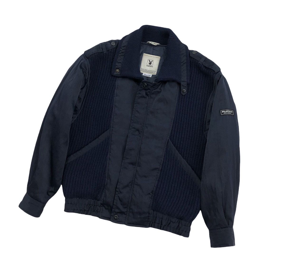 Playboy Vintage Playboy Rabbit head mix knitted bomber jacket Size US S / EU 44-46 / 1 - 14 Thumbnail