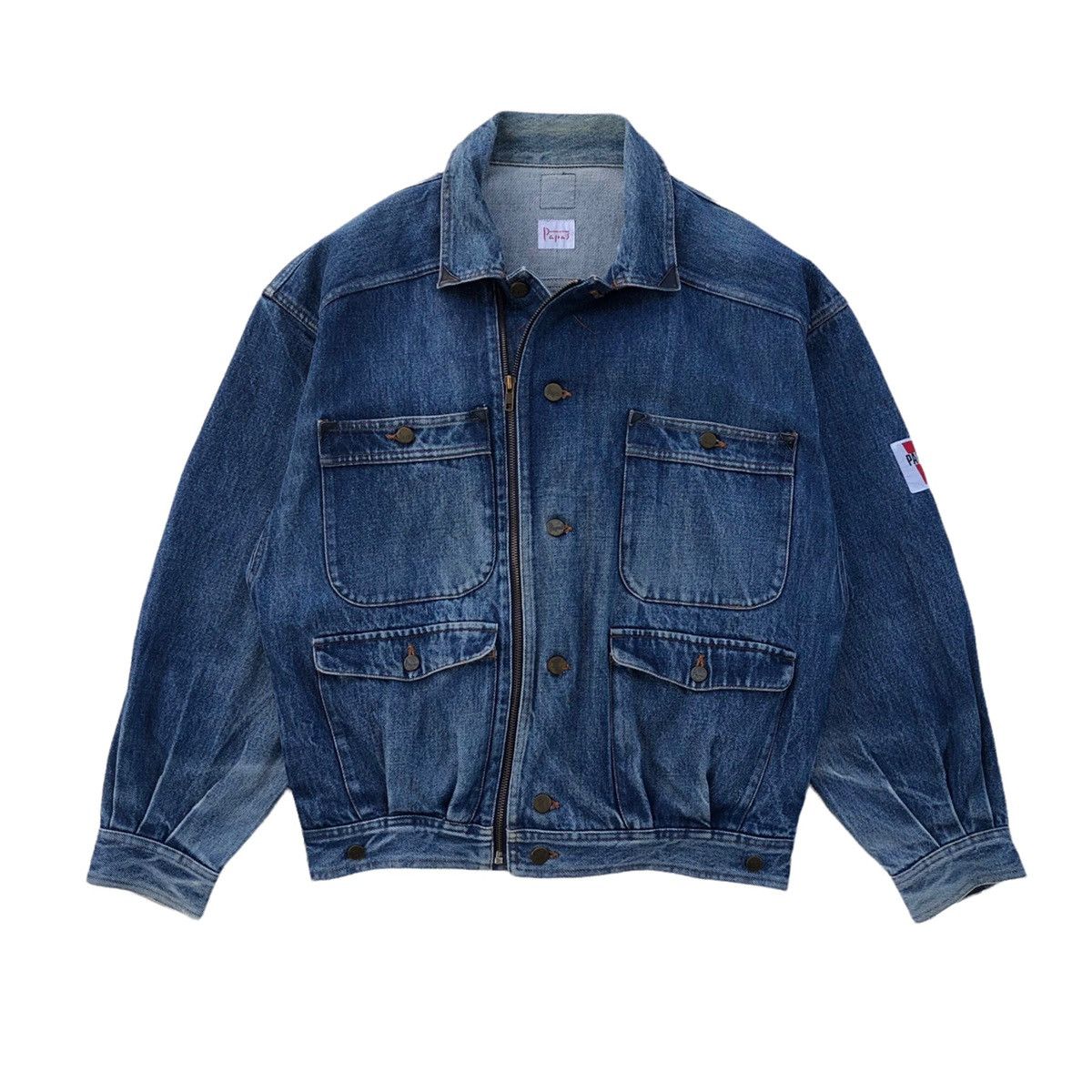 Vintage Vintage 90s Papas Cargo Pocket Denim Jacket Size US M / EU 48-50 / 2 - 3 Thumbnail