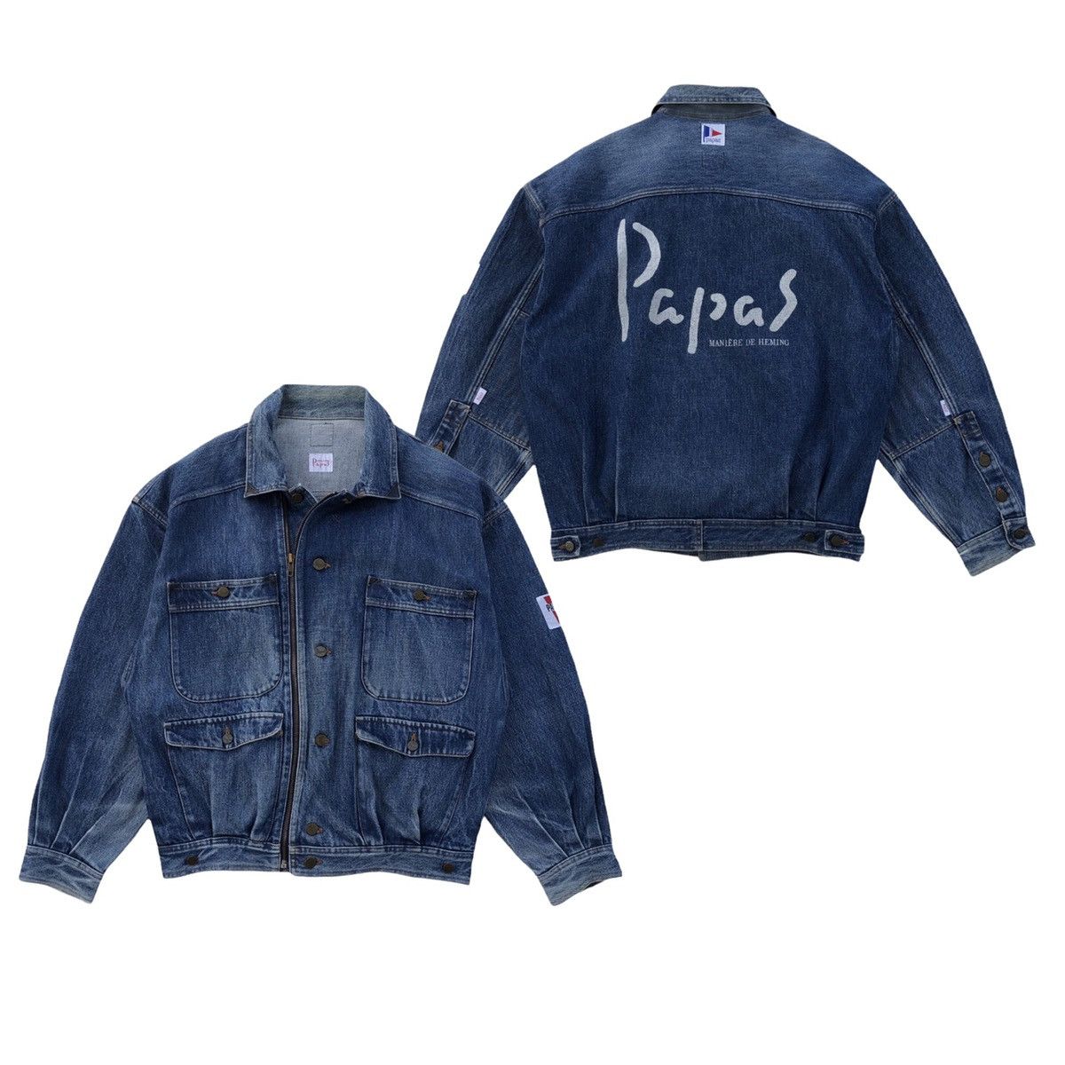 Vintage Vintage 90s Papas Cargo Pocket Denim Jacket Size US M / EU 48-50 / 2 - 7 Thumbnail