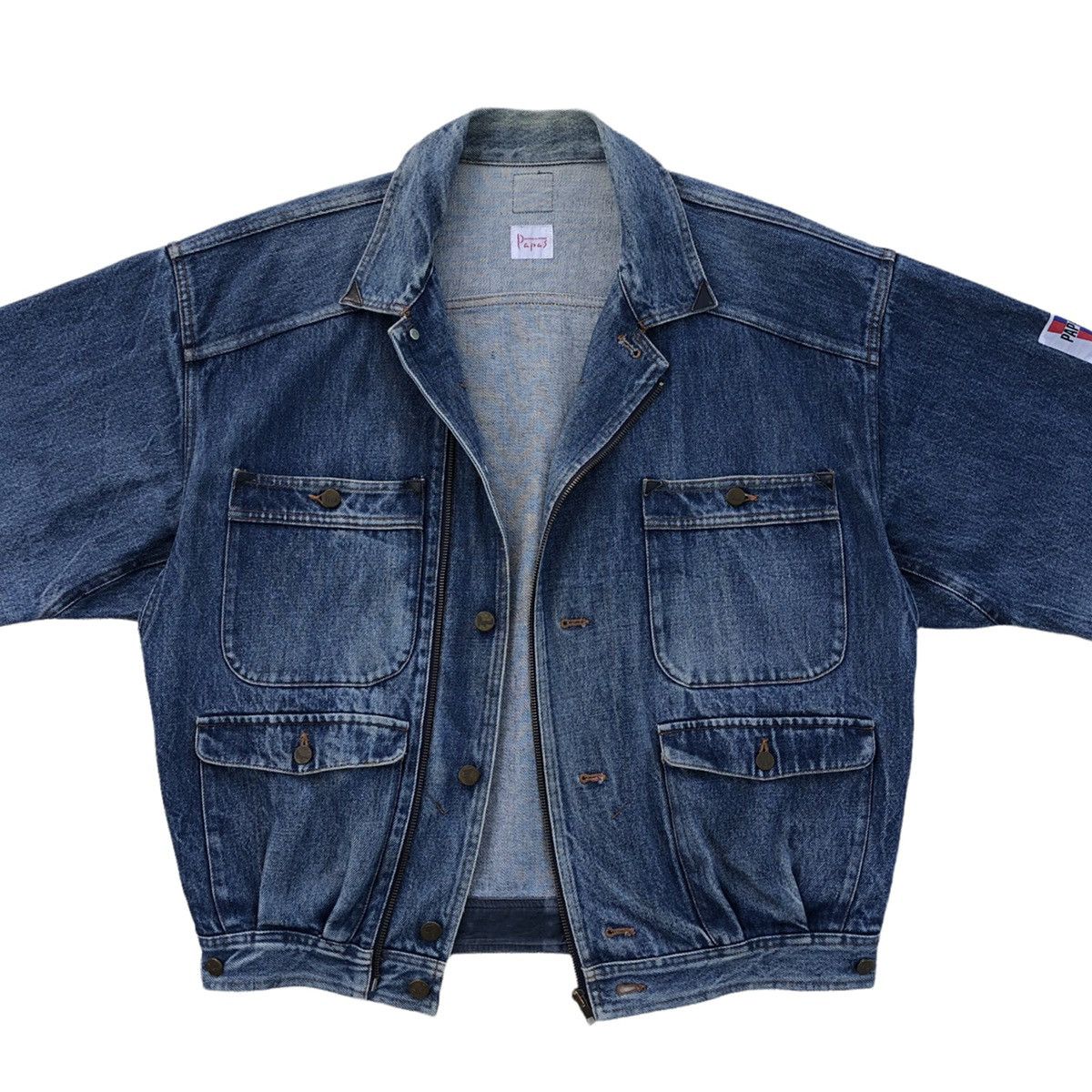 Vintage Vintage 90s Papas Cargo Pocket Denim Jacket Size US M / EU 48-50 / 2 - 5 Thumbnail