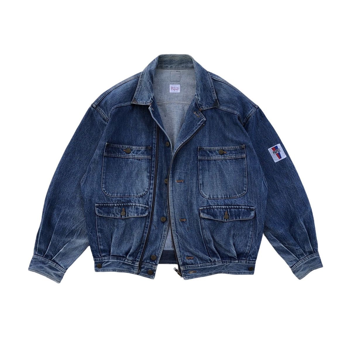 Vintage Vintage 90s Papas Cargo Pocket Denim Jacket Size US M / EU 48-50 / 2 - 1 Thumbnail