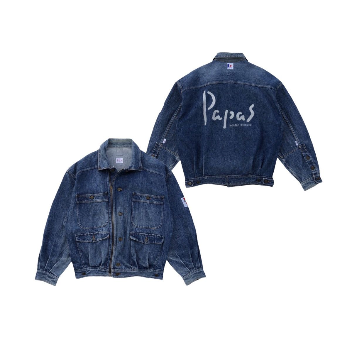 Vintage Vintage 90s Papas Cargo Pocket Denim Jacket Size US M / EU 48-50 / 2 - 2 Thumbnail