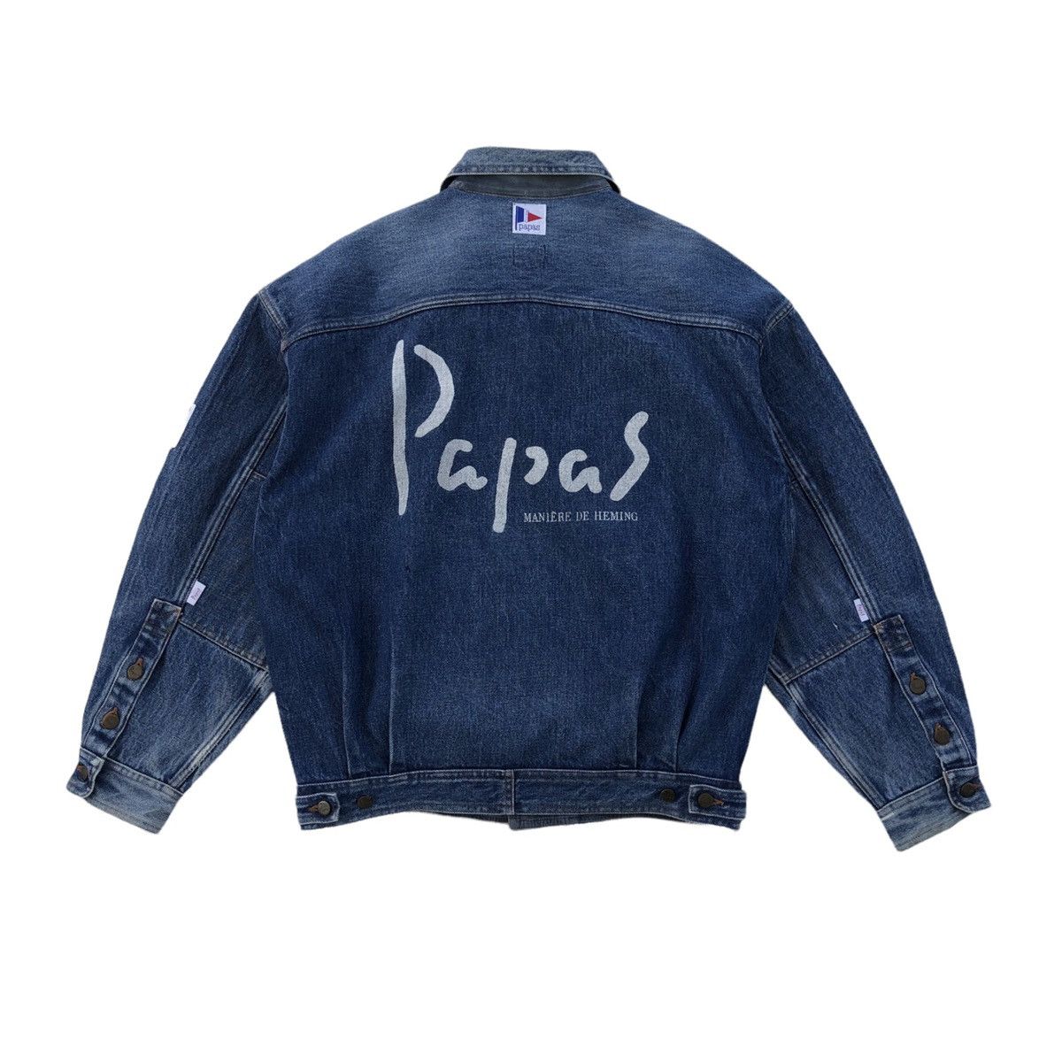 Vintage Vintage 90s Papas Cargo Pocket Denim Jacket Size US M / EU 48-50 / 2 - 4 Thumbnail