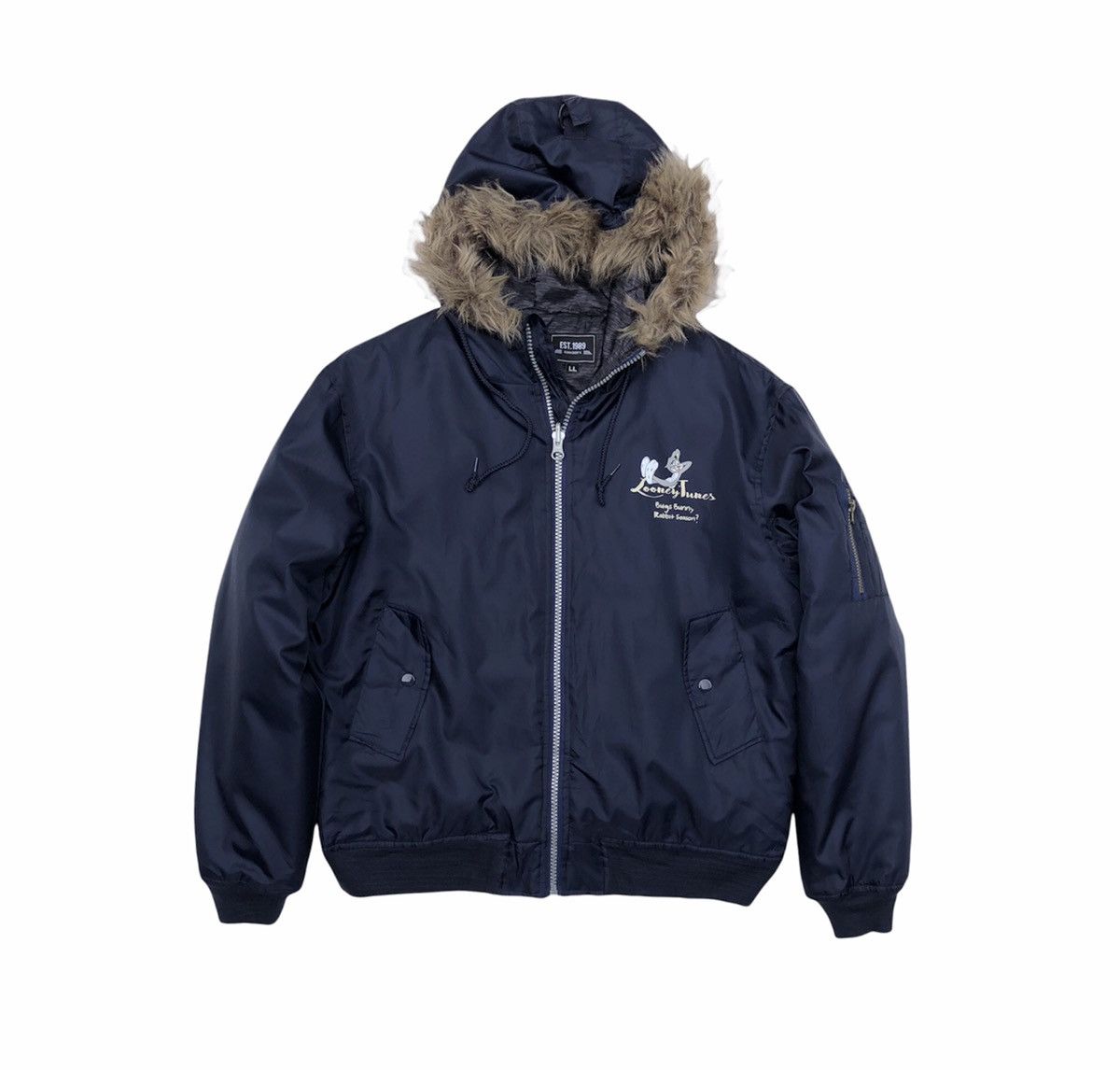 Cartoon Network Looney Tunes Bugs Bunny Blouson Road Runner Navy Faux Fur Size US L / EU 52-54 / 3 - 2 Thumbnail