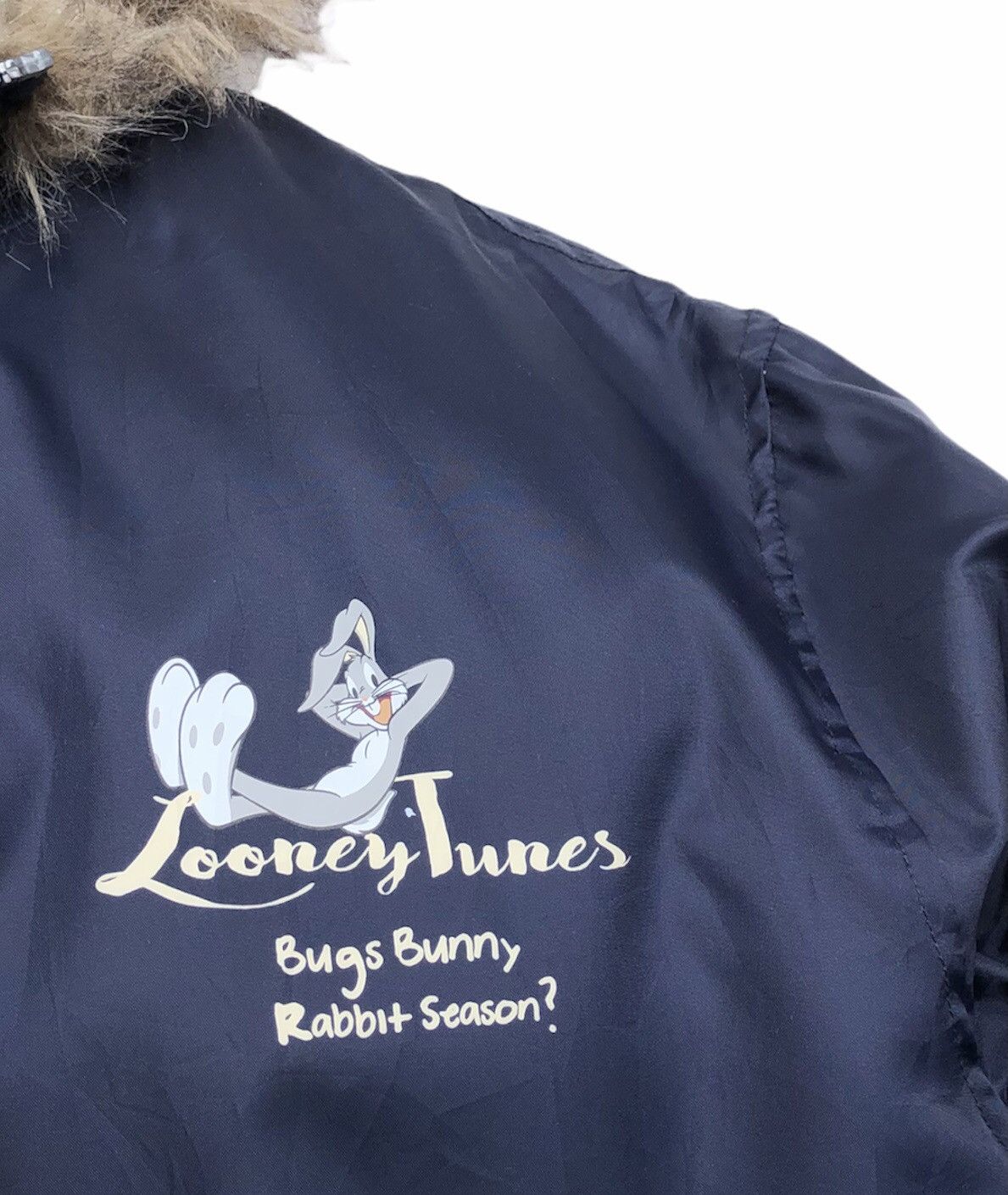 Cartoon Network Looney Tunes Bugs Bunny Blouson Road Runner Navy Faux Fur Size US L / EU 52-54 / 3 - 5 Thumbnail