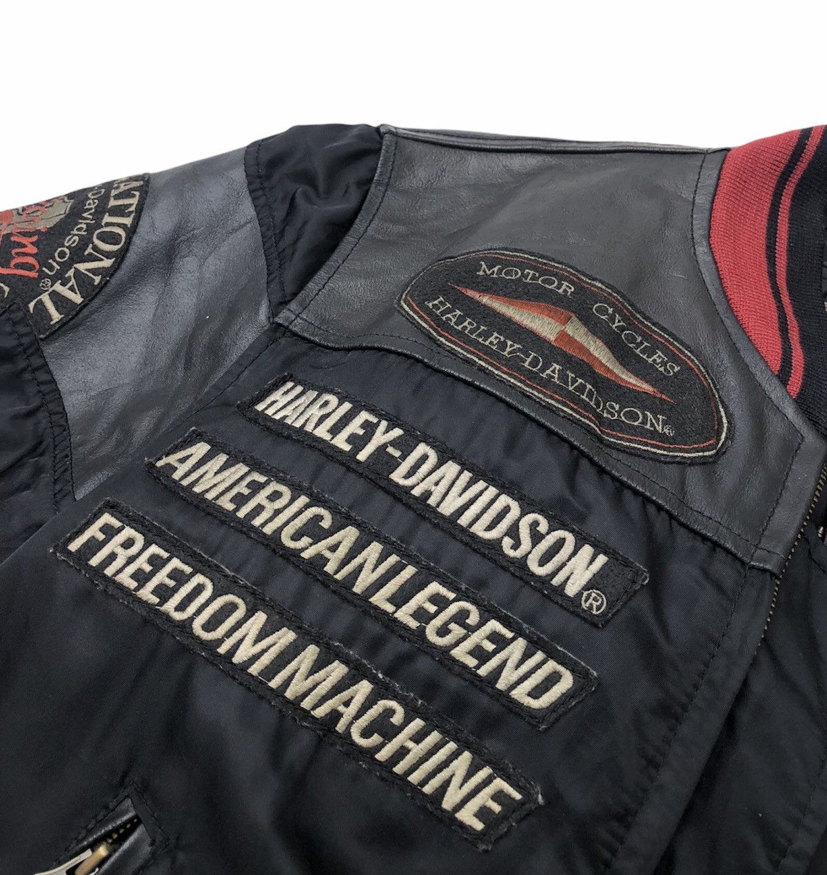 Harley Davidson Vintage 90s OG Harley Davidson Motorcycle Bombers Mix Jacket Size US M / EU 48-50 / 2 - 14 Thumbnail