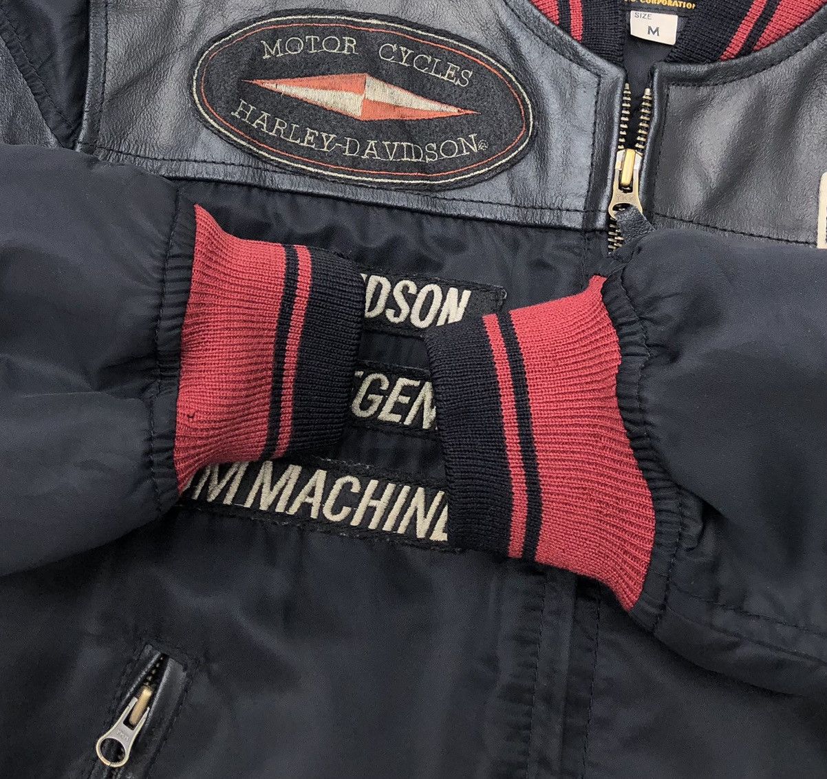 Harley Davidson Vintage 90s OG Harley Davidson Motorcycle Bombers Mix Jacket Size US M / EU 48-50 / 2 - 19 Thumbnail